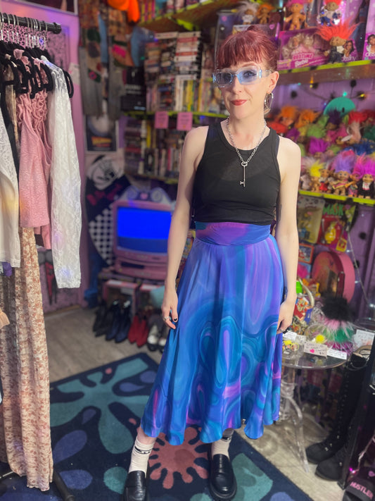 Vintage 90s Watercolor Midi Skirt