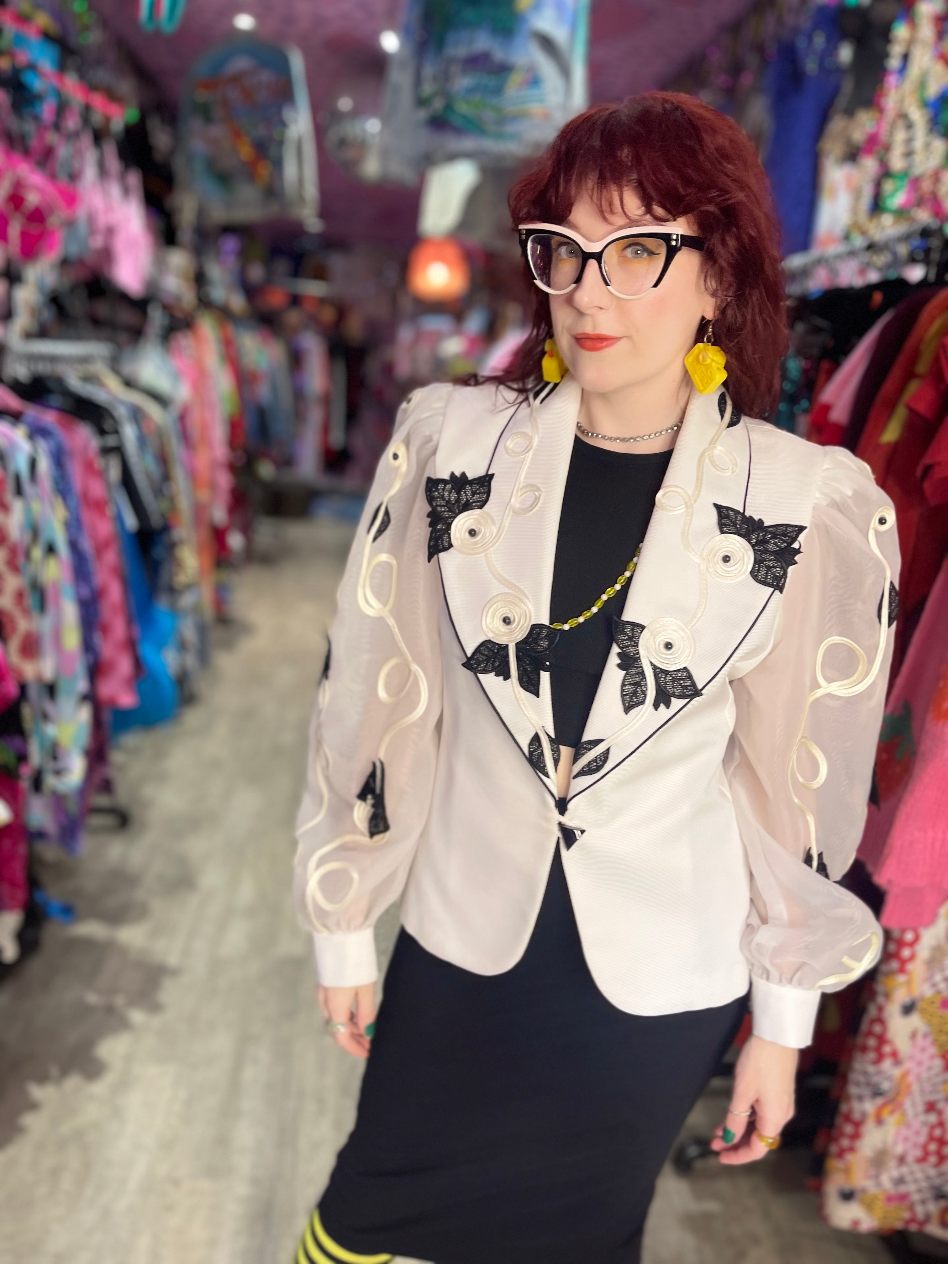 80s white blazer best sale