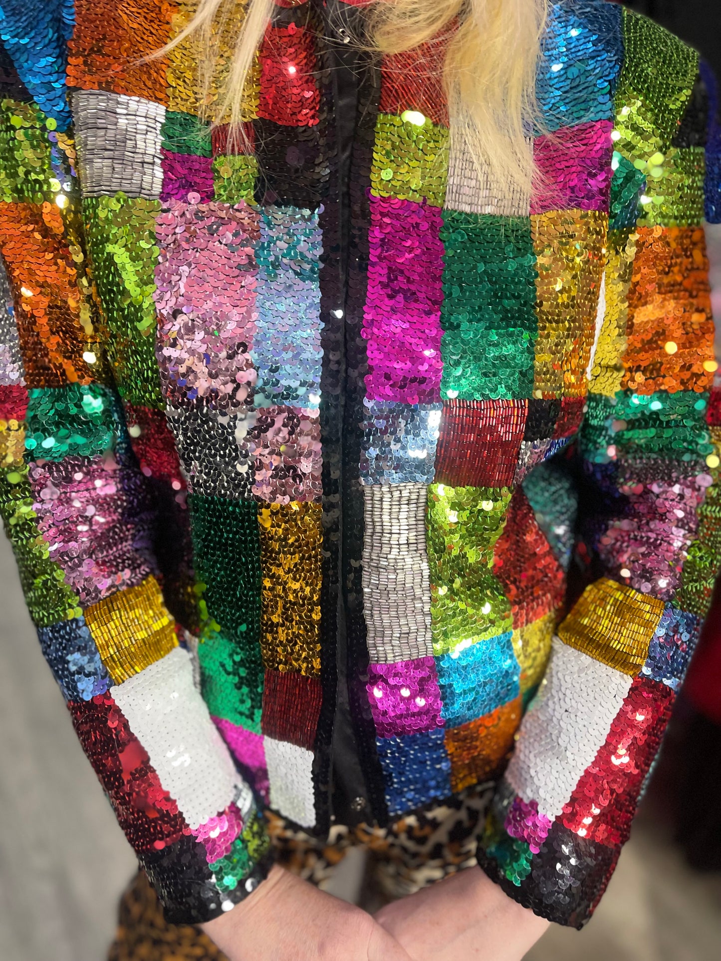 Vintage 90s Sequin Rainbow Cropped Jacket - Spark Pretty