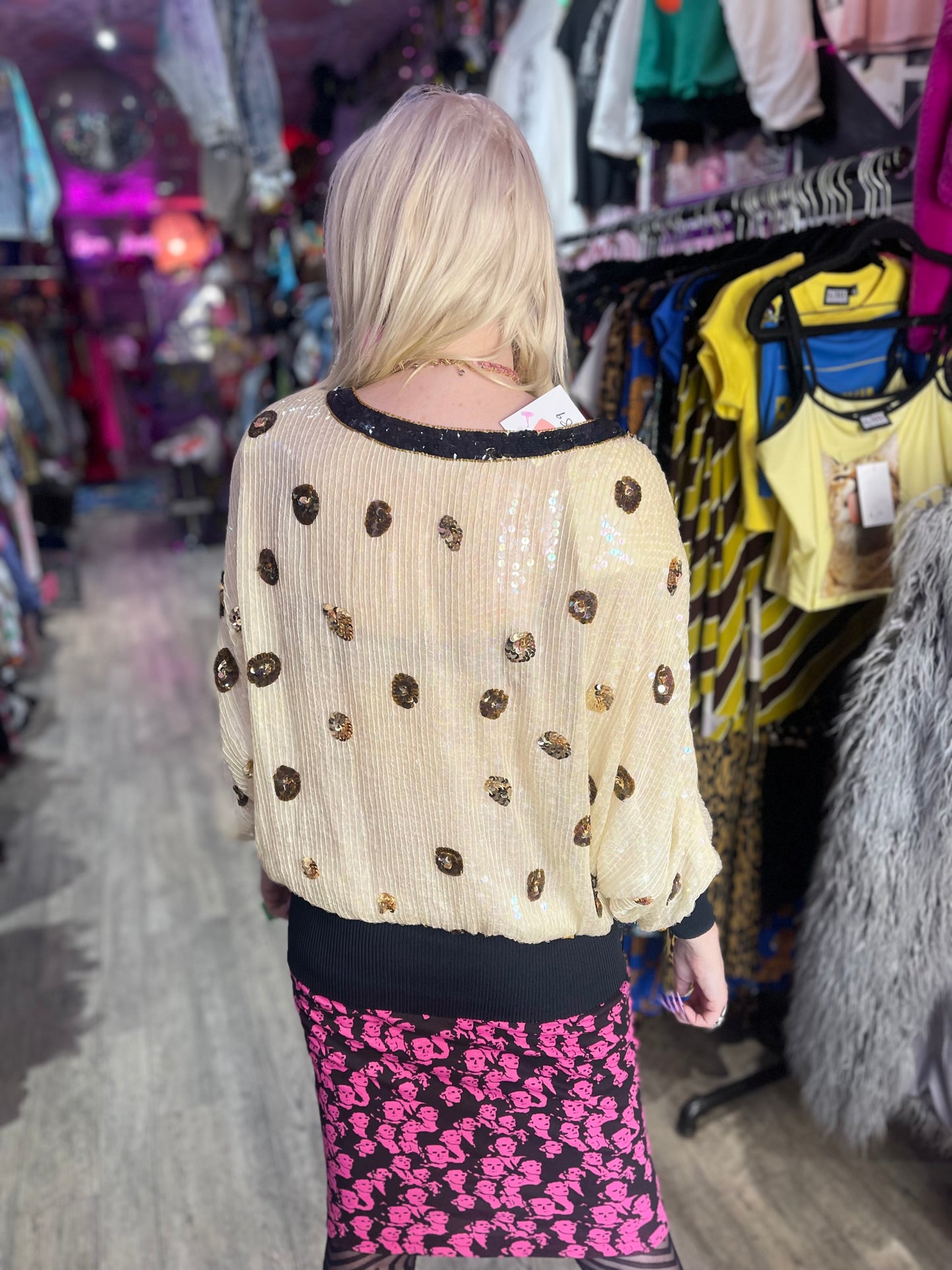 Vintage 80s Sequin Tiger Blouse