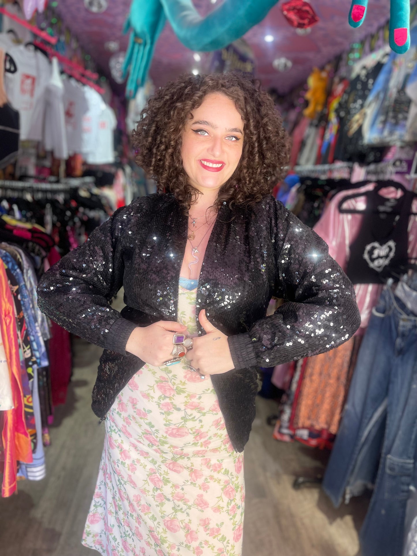 Vintage 80s Sequin Rolls Royce Bomber Jacket