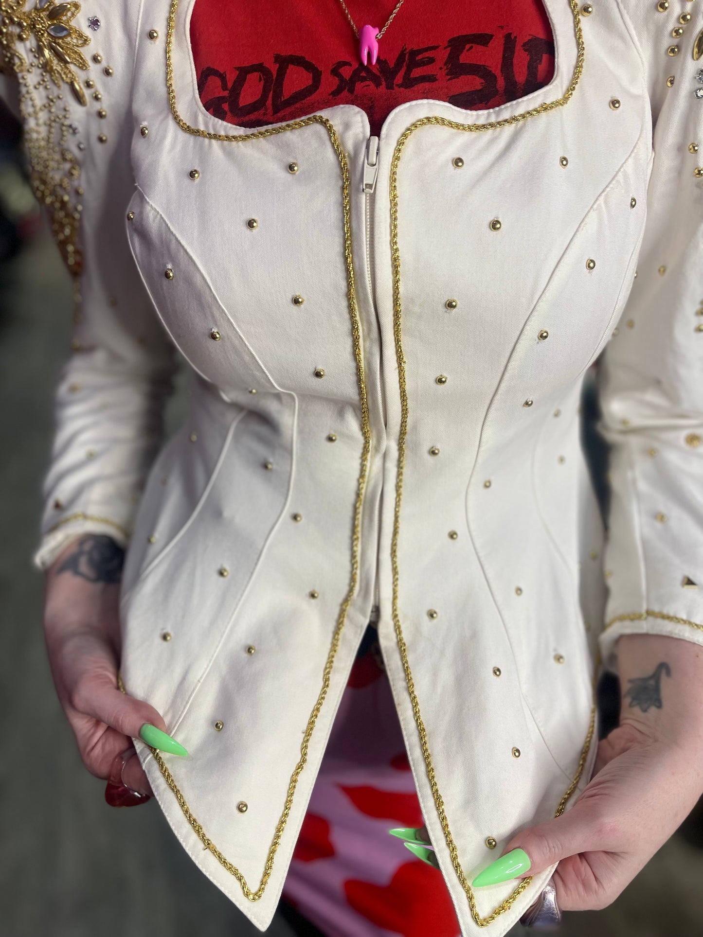 Vintage 80s Bedazzled White Dramatic Jacket - Spark Pretty