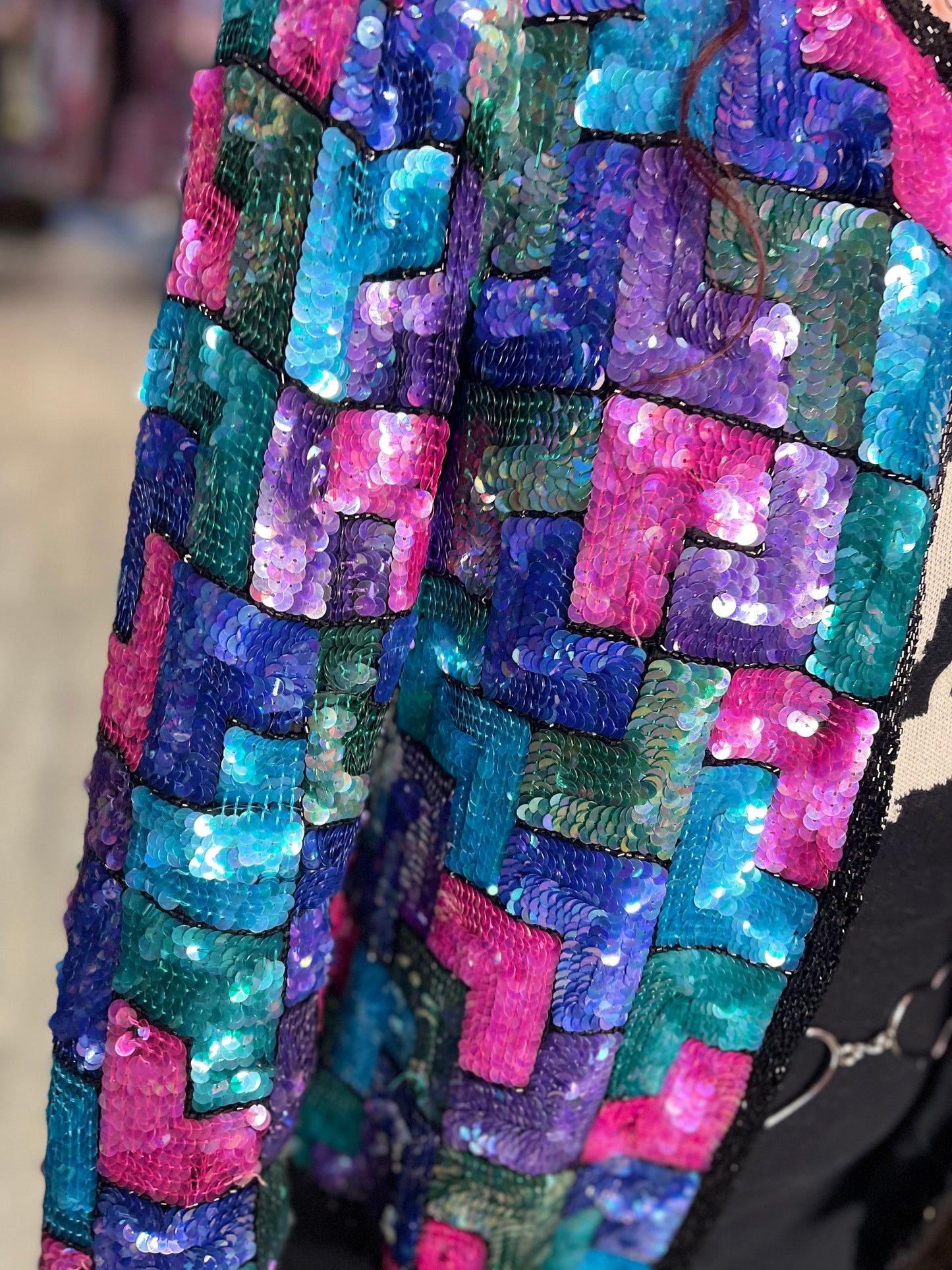 Vintage 80s Geometric Sequin Bolero Jacket