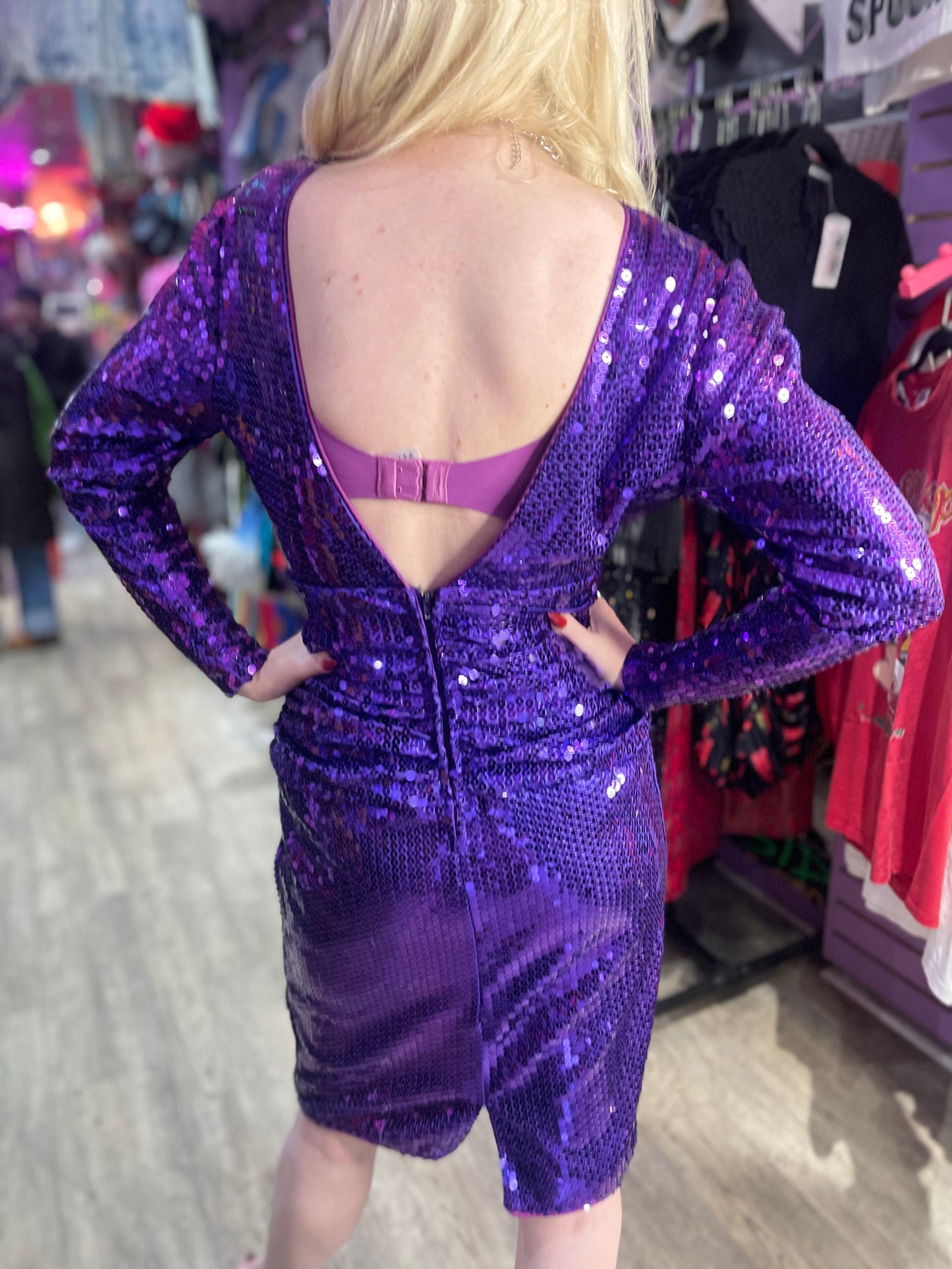 Vintage 80s Purple Sequin Dress