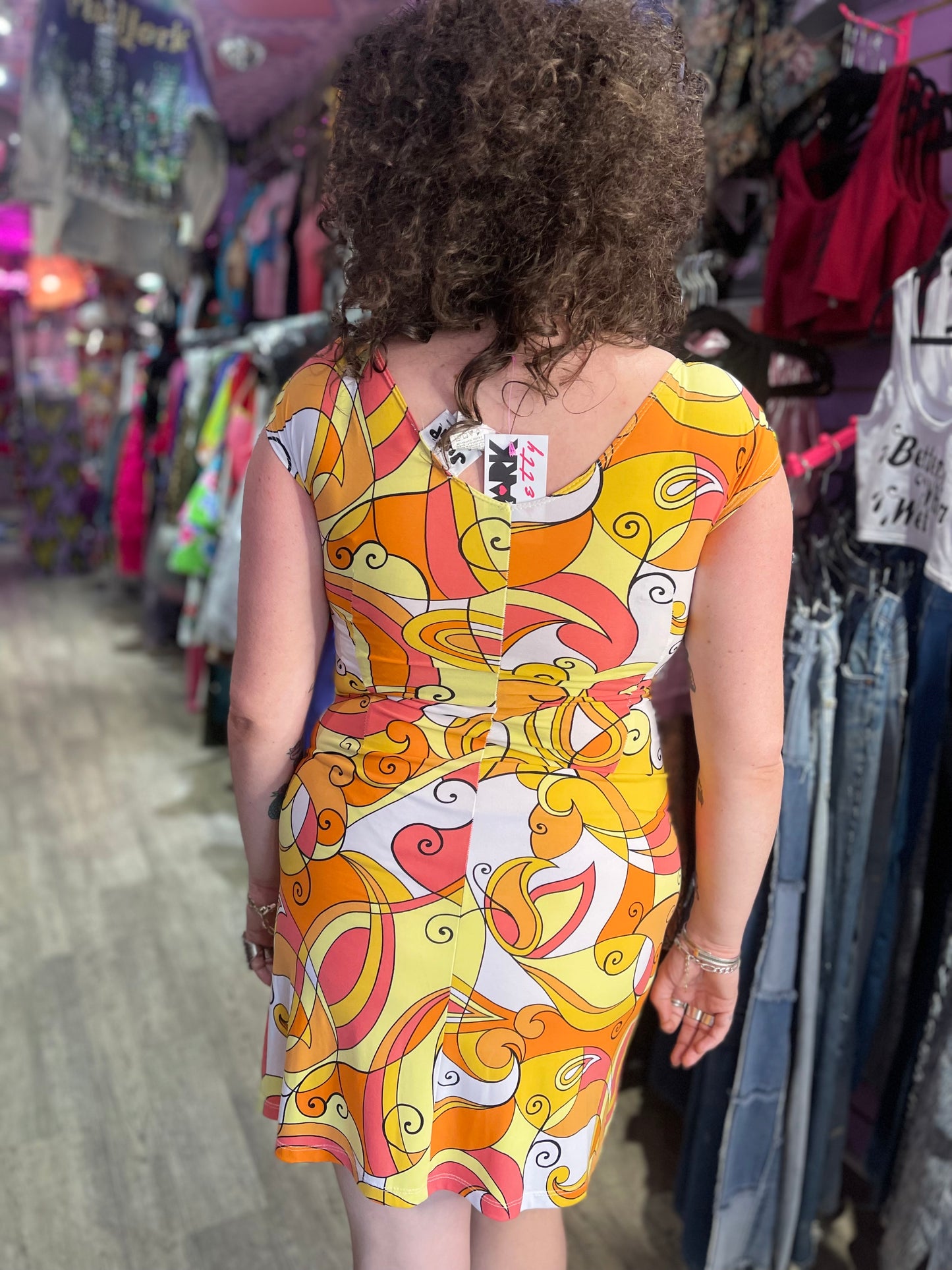 Vintage Y2K Midi Geometric Dress - Spark Pretty