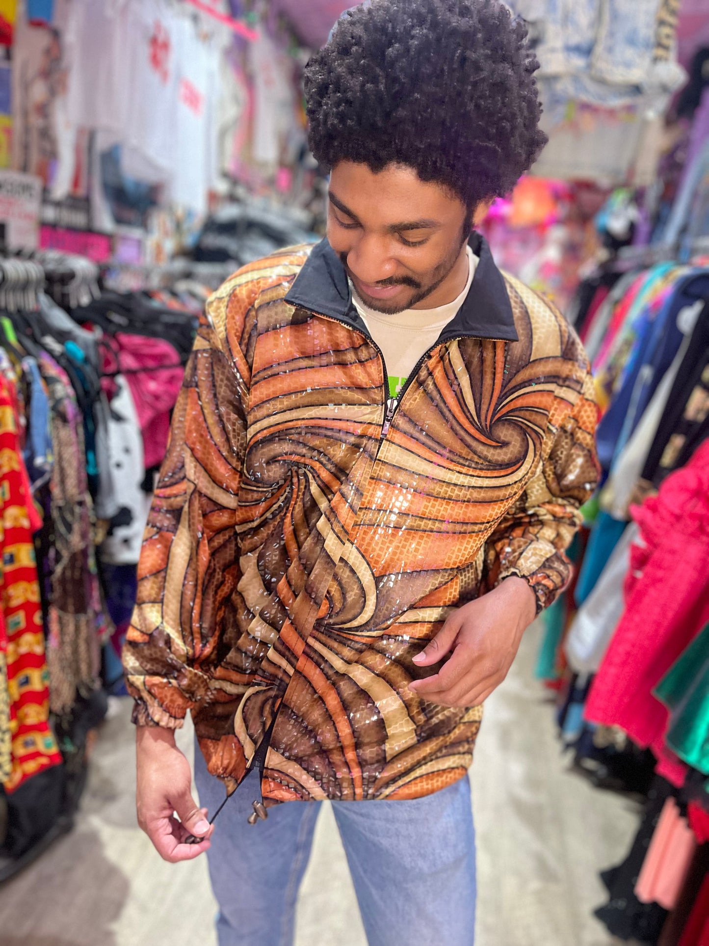 Vintage 90s Shiny Sequin Swirl Jacket