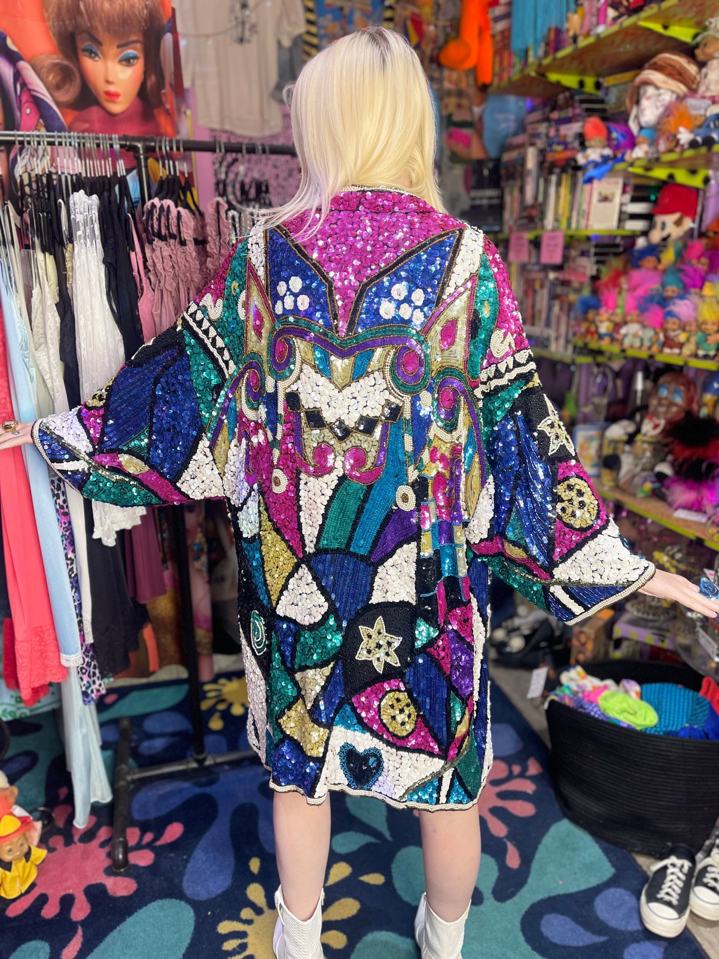 Vintage 80s Sequin Encrusted Kimono Jacket