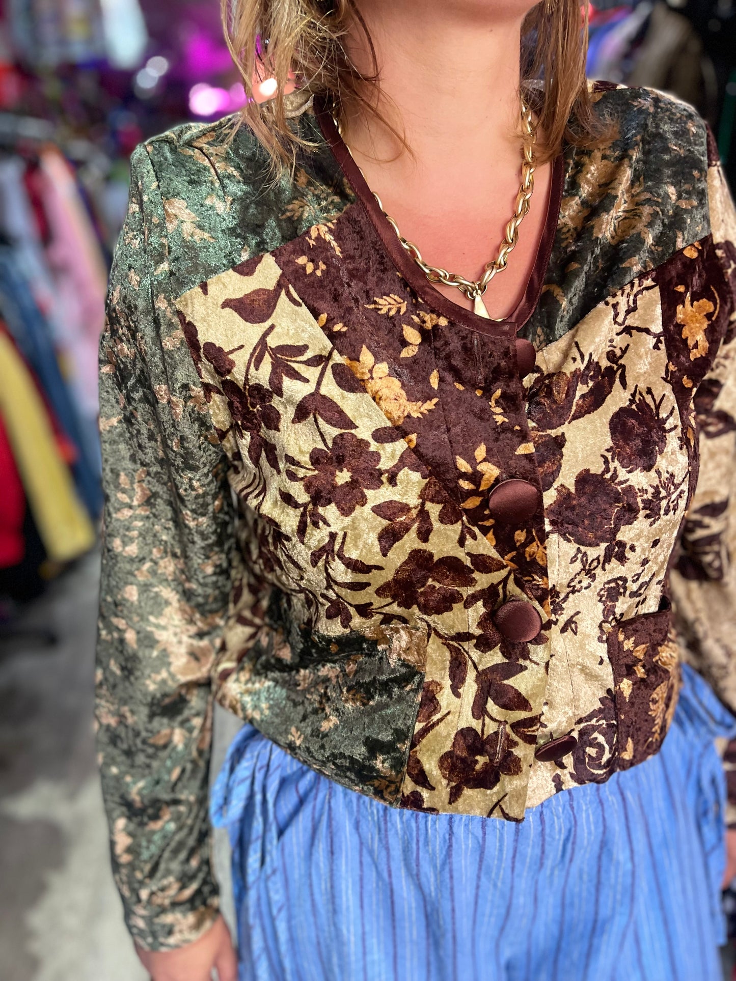 Vintage 90s Burnout Velvety Cropped Jacket