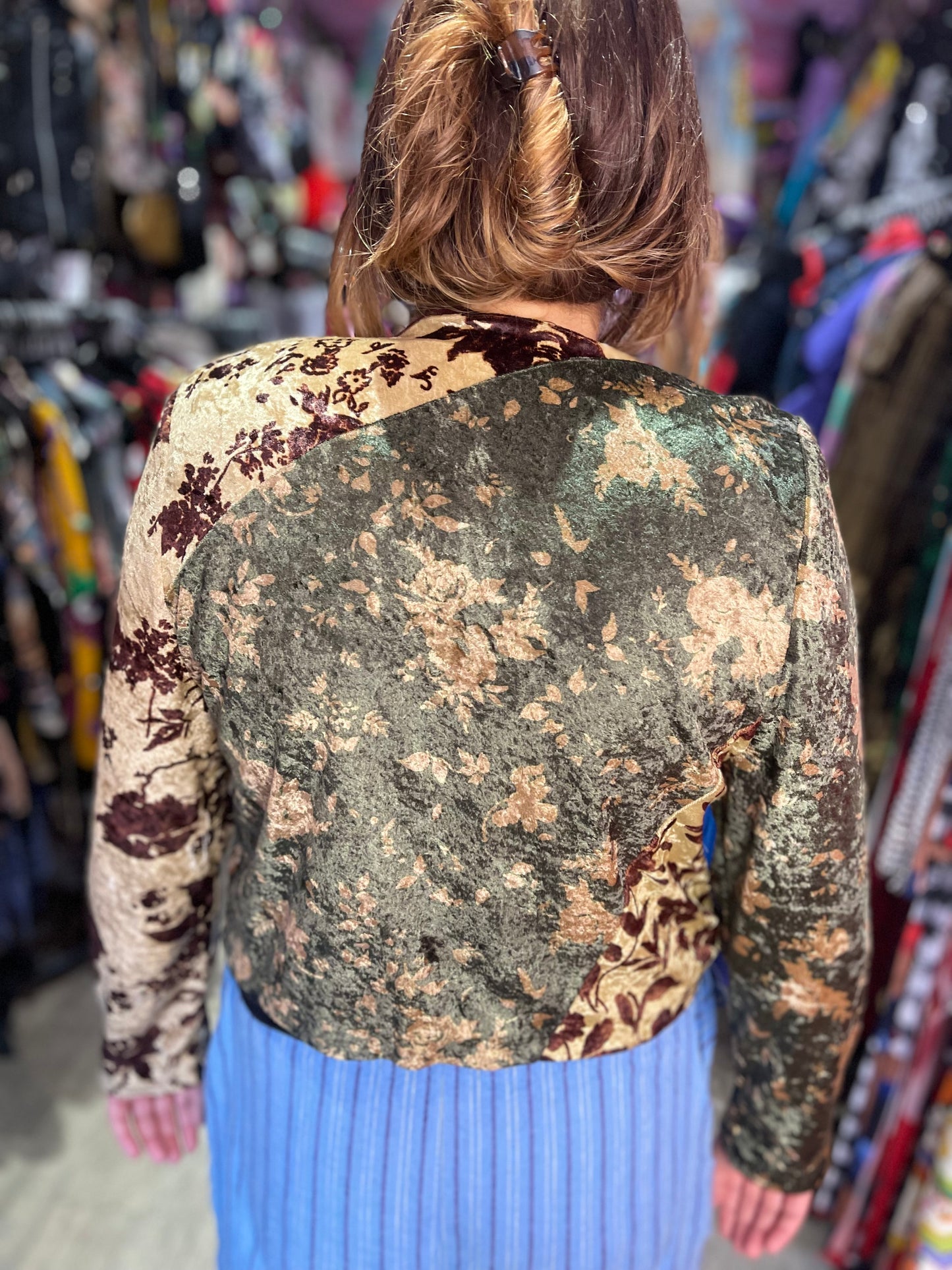Vintage 90s Burnout Velvety Cropped Jacket