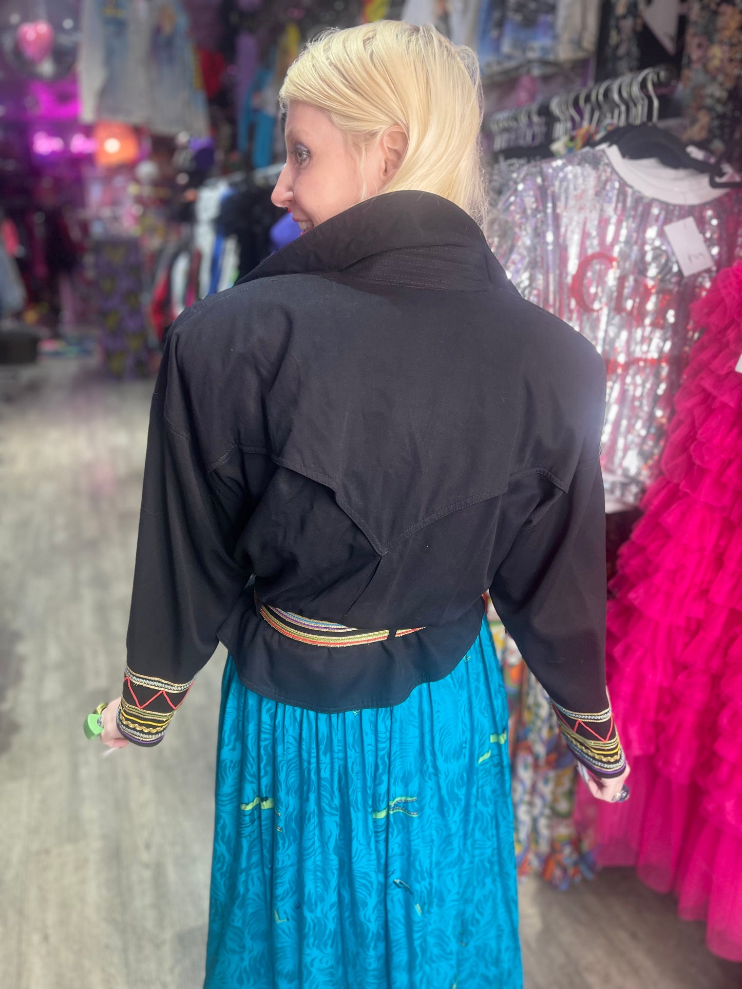 Vintage 90s Black Belted Fitted Jacket - Spark Pretty