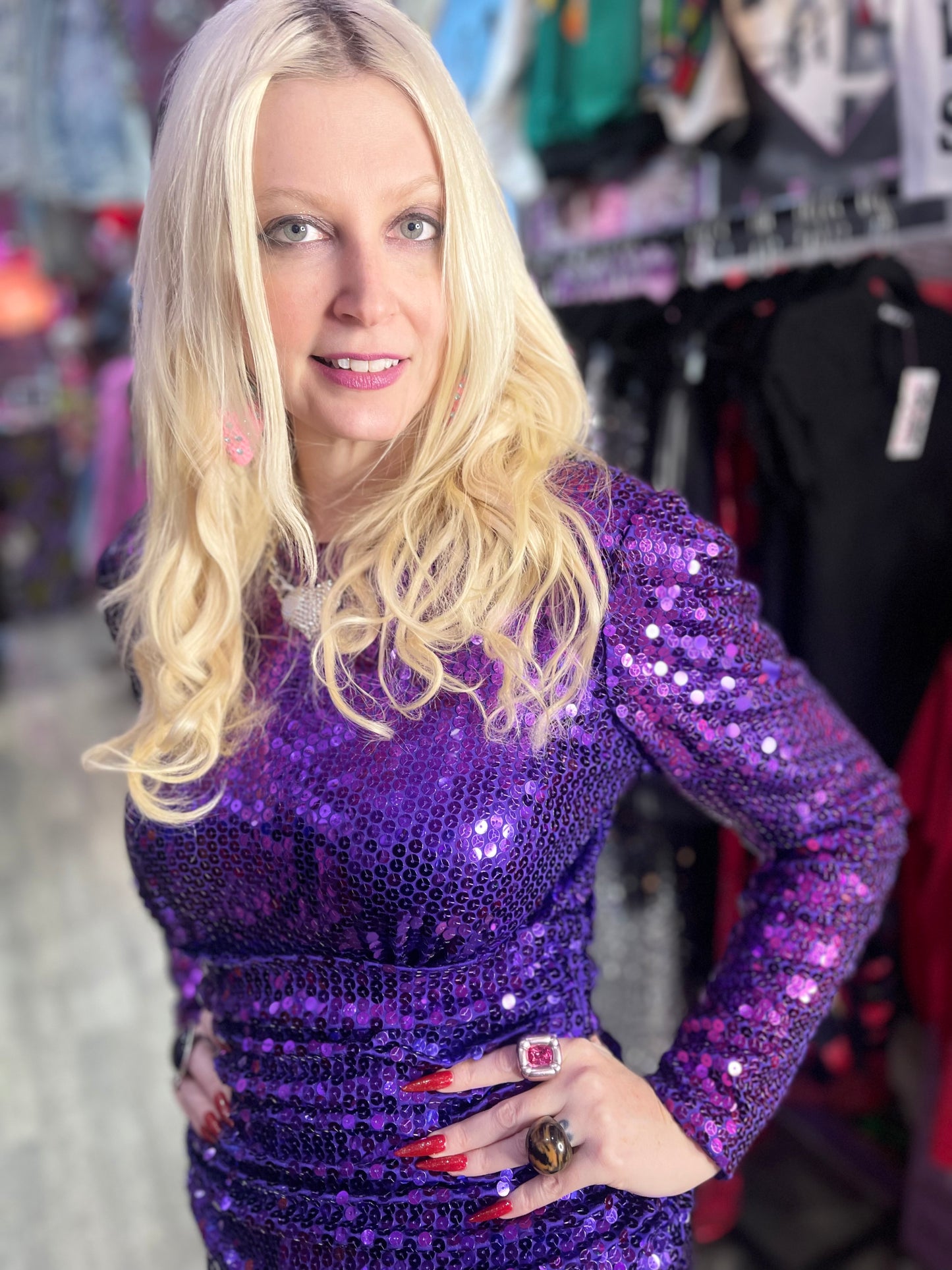 Vintage 80s Purple Sequin Dress