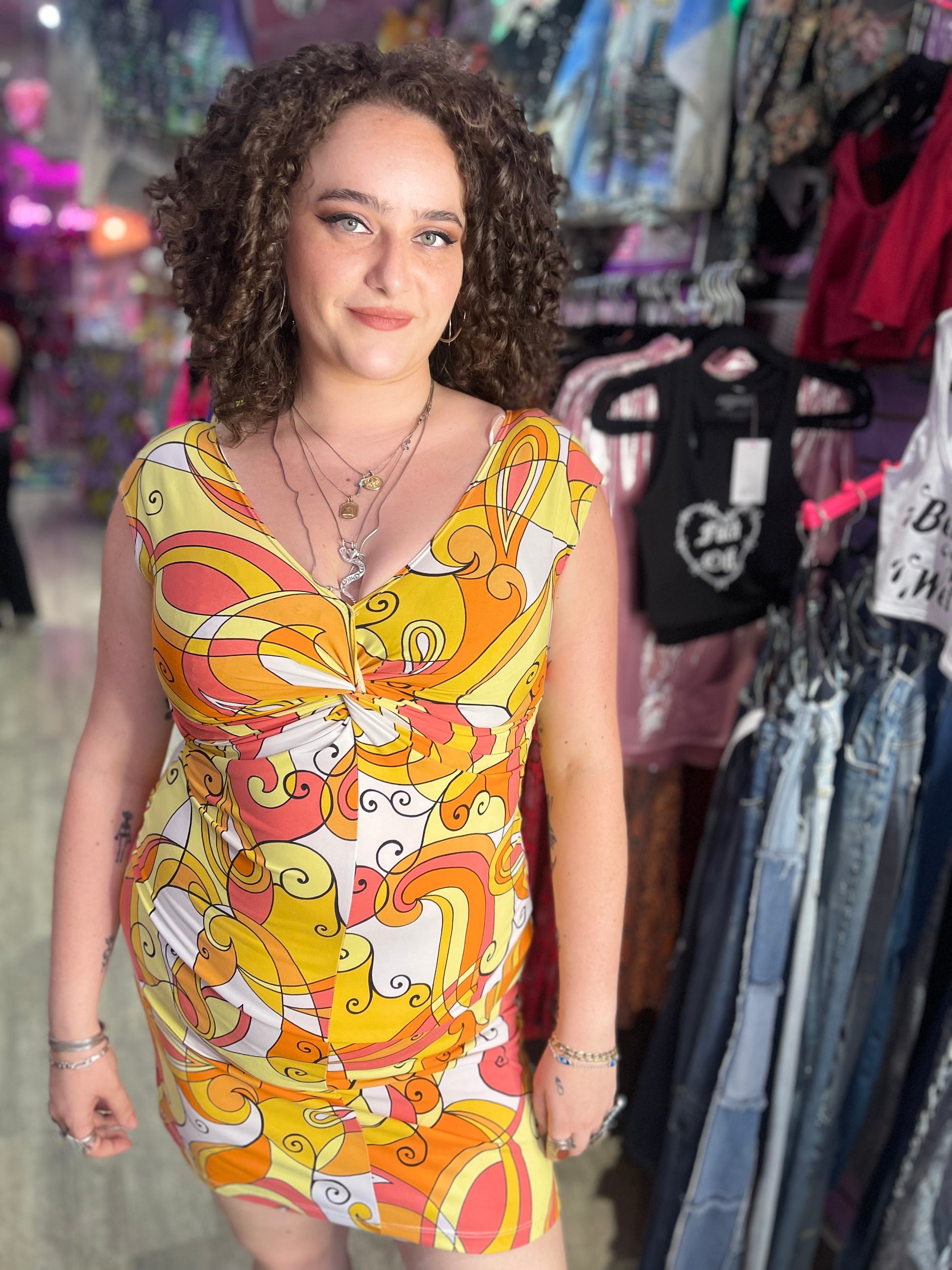 Vintage Y2K Midi Geometric Dress - Spark Pretty