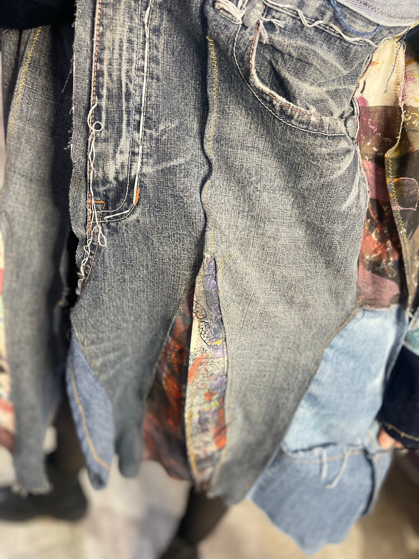 Vintage Y2K Denim Patchwork Duster