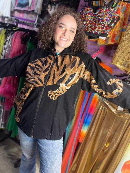 Vintage 90s Sequin Tiger Jacket