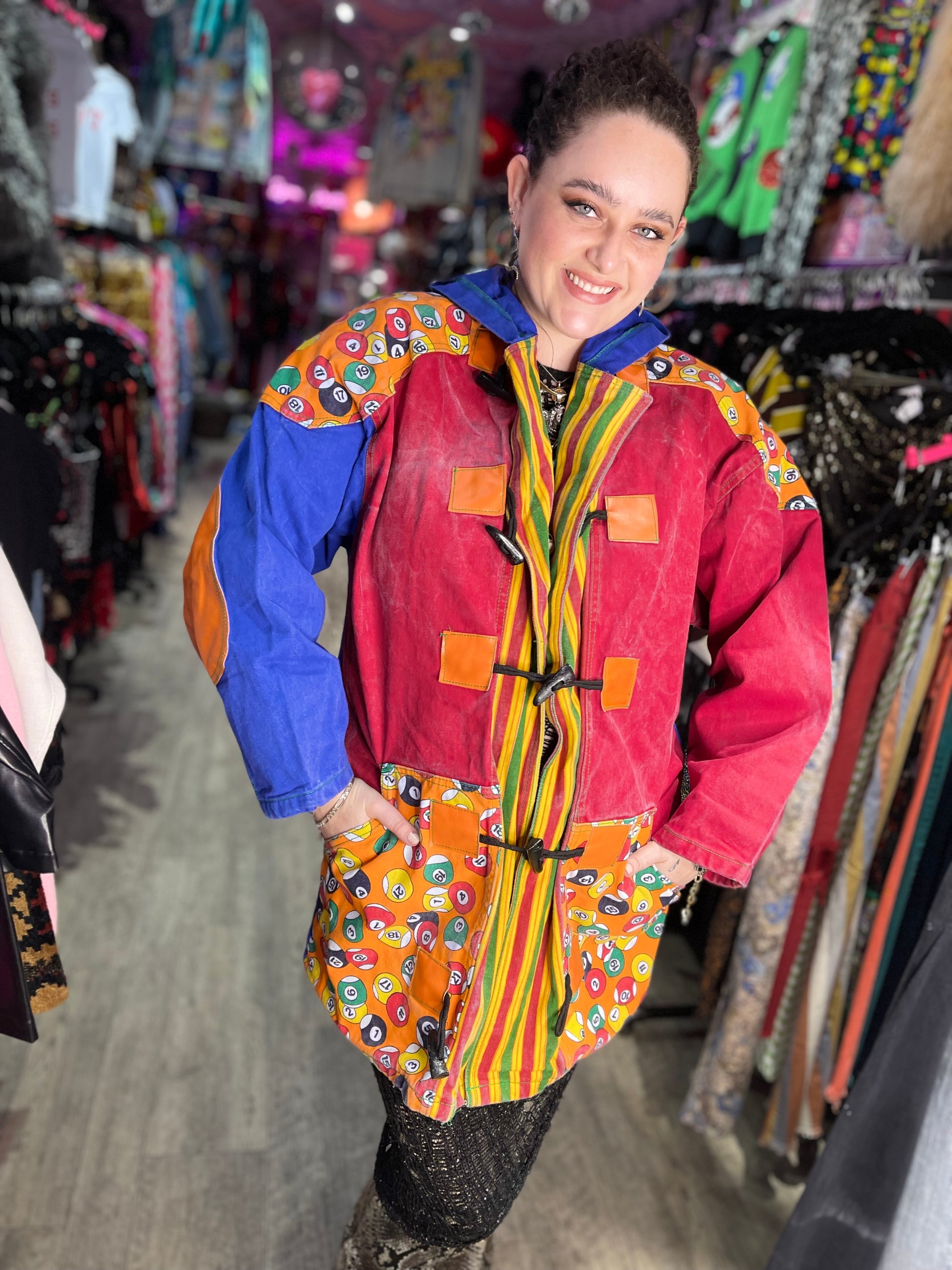 Vintage 90s Billiards Denim Toggle Jacket - Spark Pretty