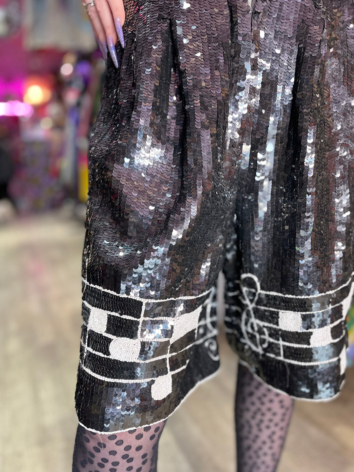 Vintage 80s Sequin Piano Key Sequin Shorts