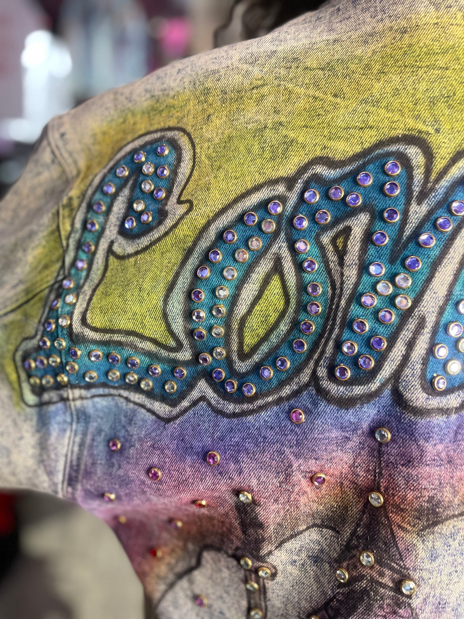 Vintage 80s Painted and Bedazzled London Jean Jacket - Spark Pretty