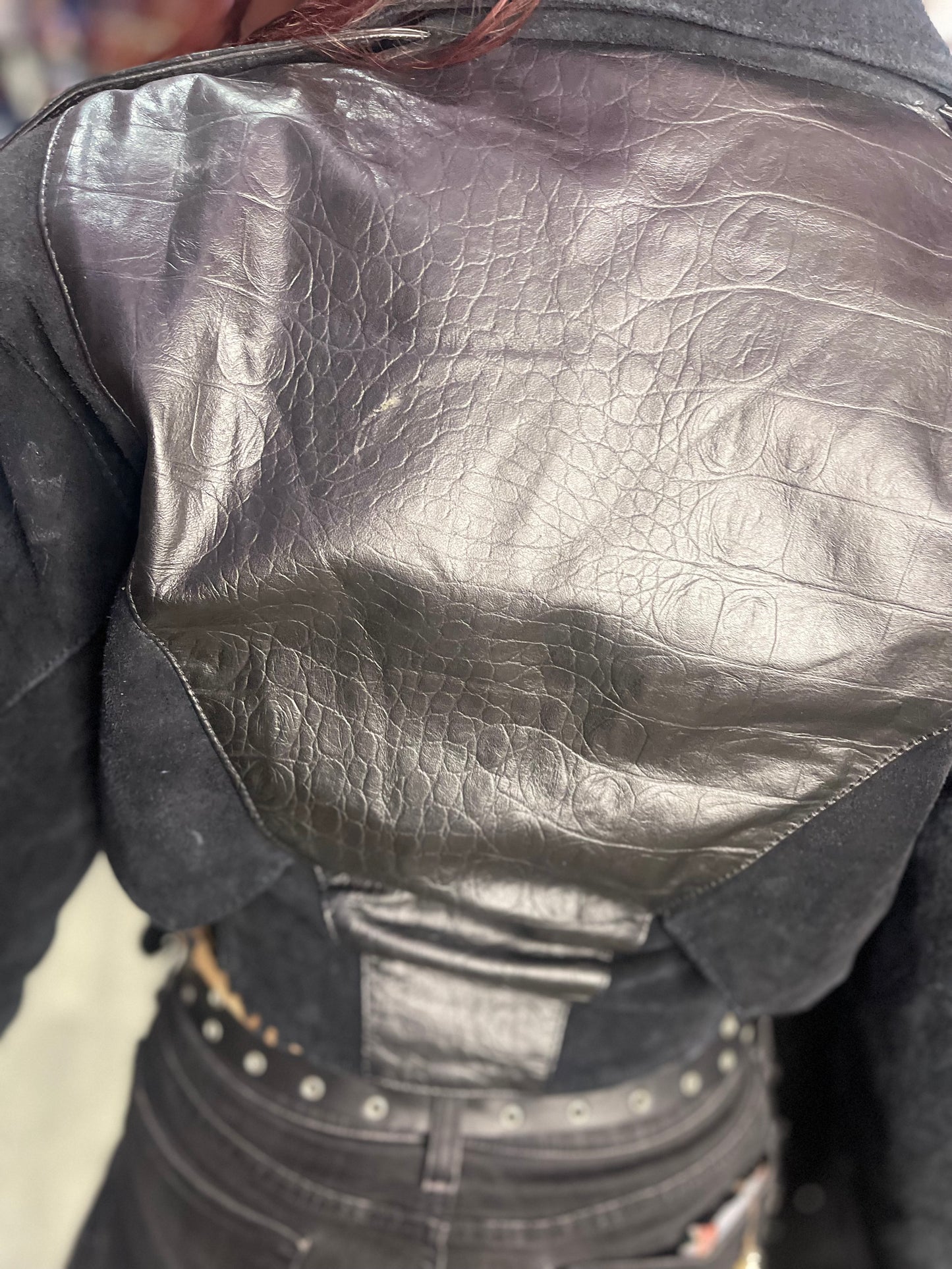 Vintage 80s Leather and Suede Cropped Moto Jacket