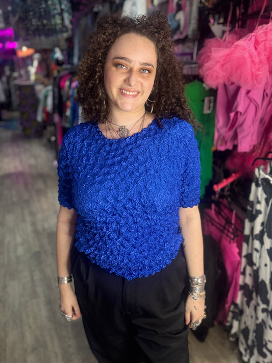 Vintage Y2K Royal Blue Popcorn Top