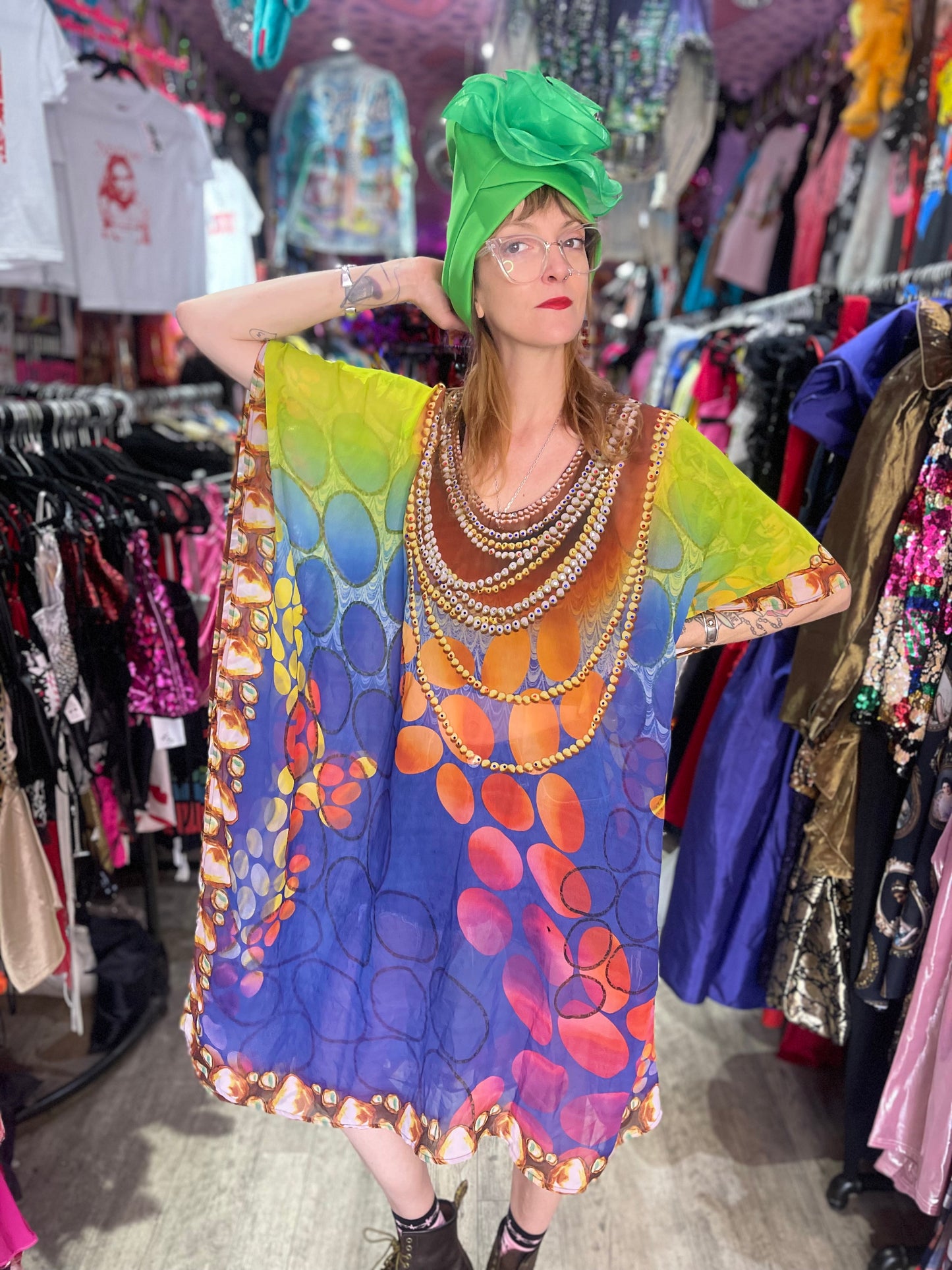 Vintage Y2K Colorful Sheer Jeweled Caftan