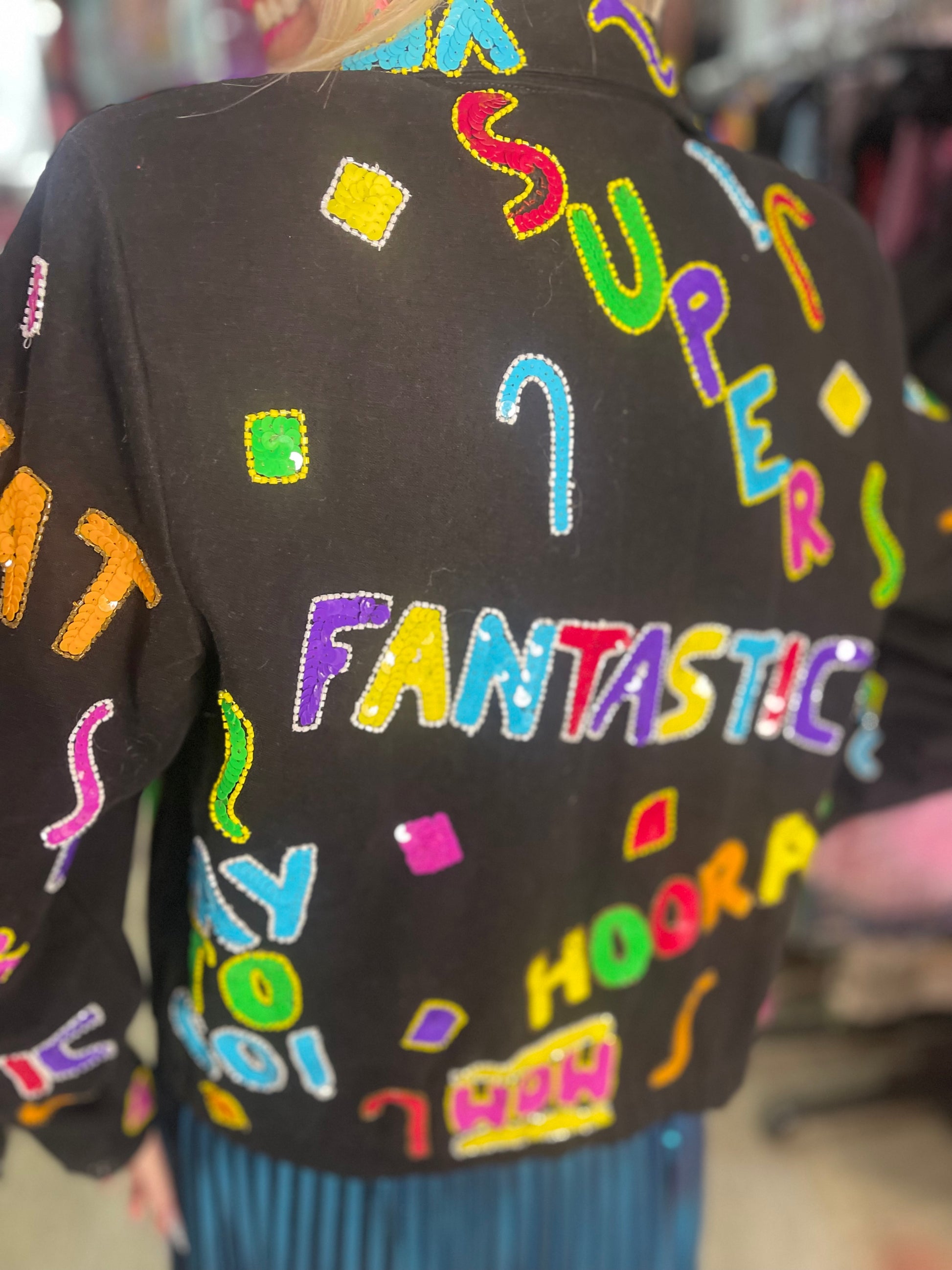Vintage 90s Sequin Happy Words Denim Jacket - Spark Pretty
