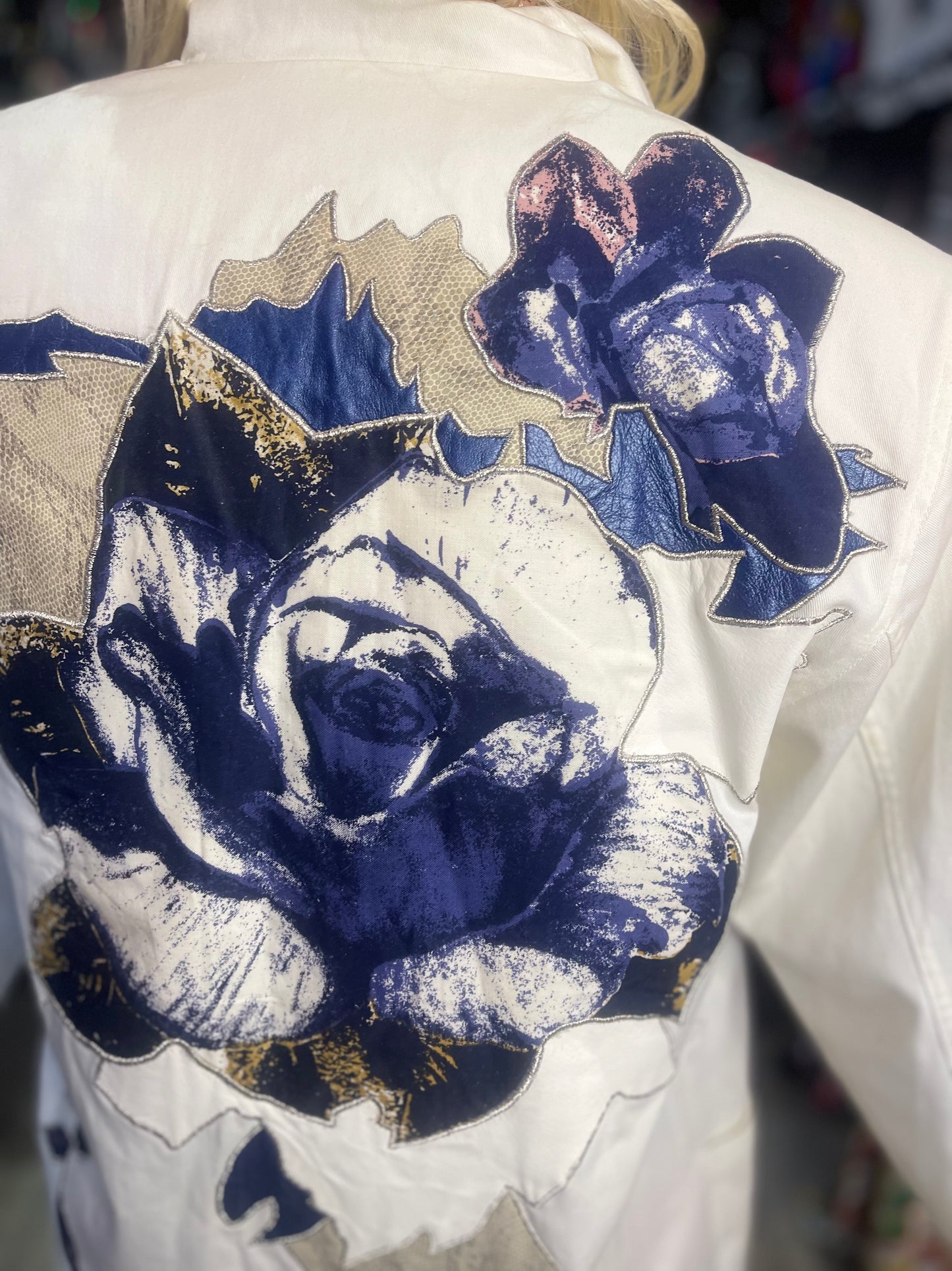 Vintage 90s Blue Rose Blazer