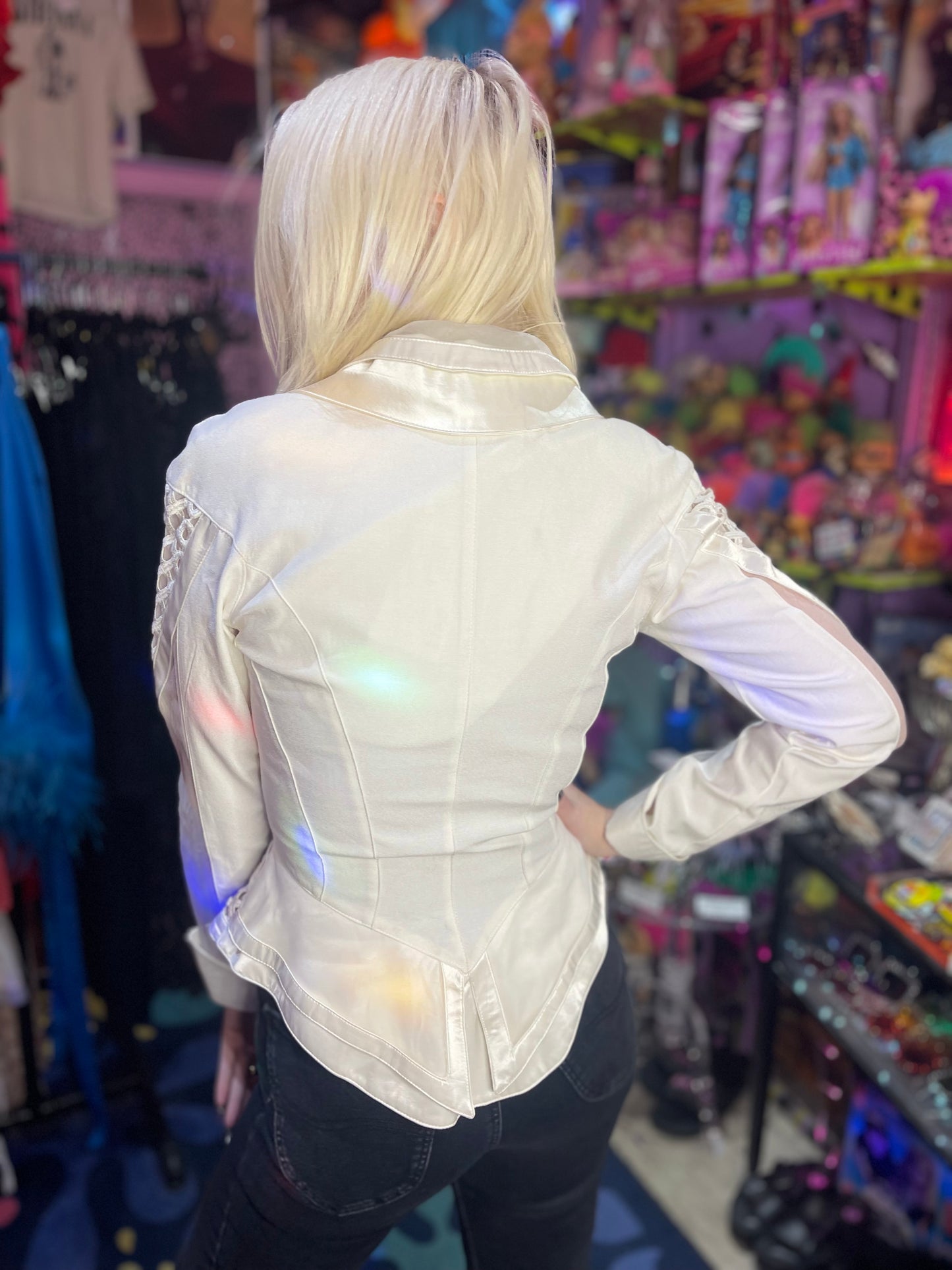 Vintage 90s White Peplum Jacket