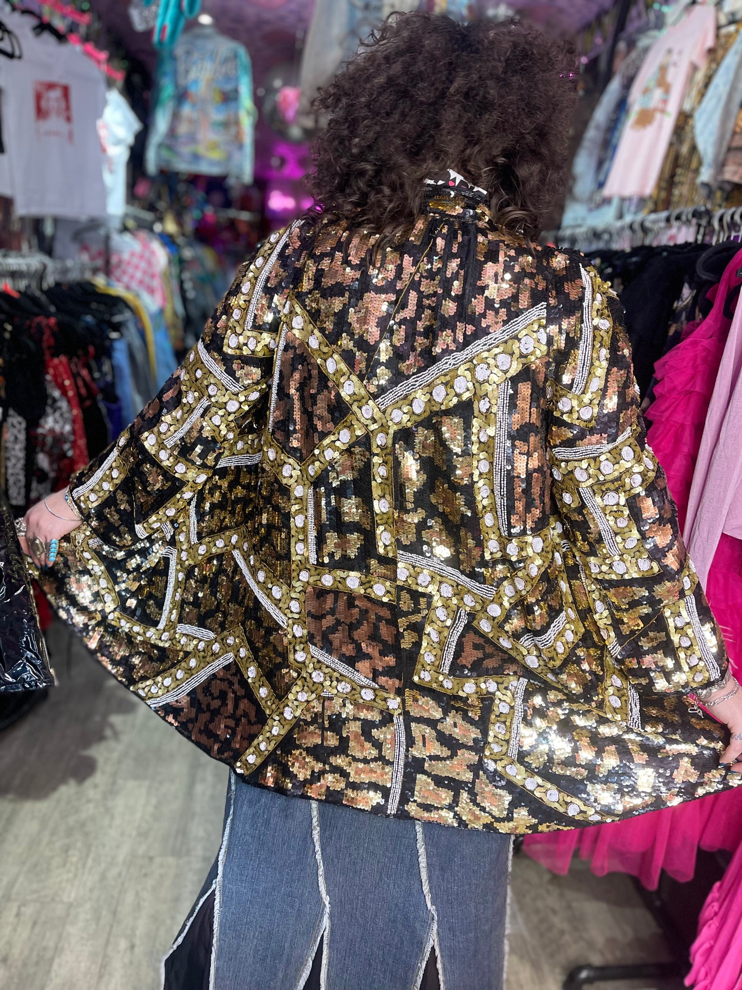 Vintage 80s Sequin Encrusted Gold Kimono Jacket - Spark Pretty