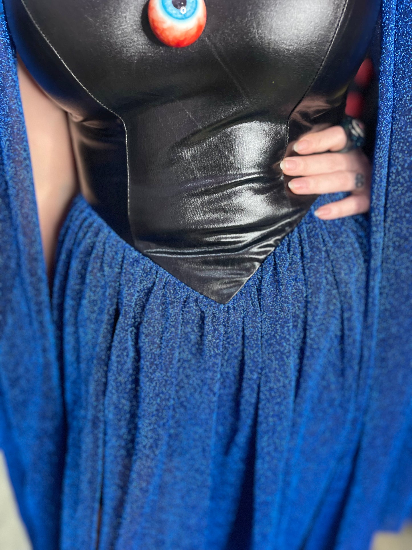 Vintage 90s Goth Electric Blue Maxi Glitter Dress