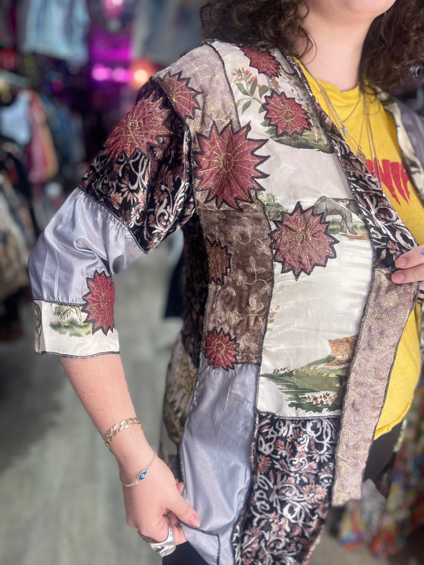Vintage 90s Mix Printed Patchwork Kimono Jacket