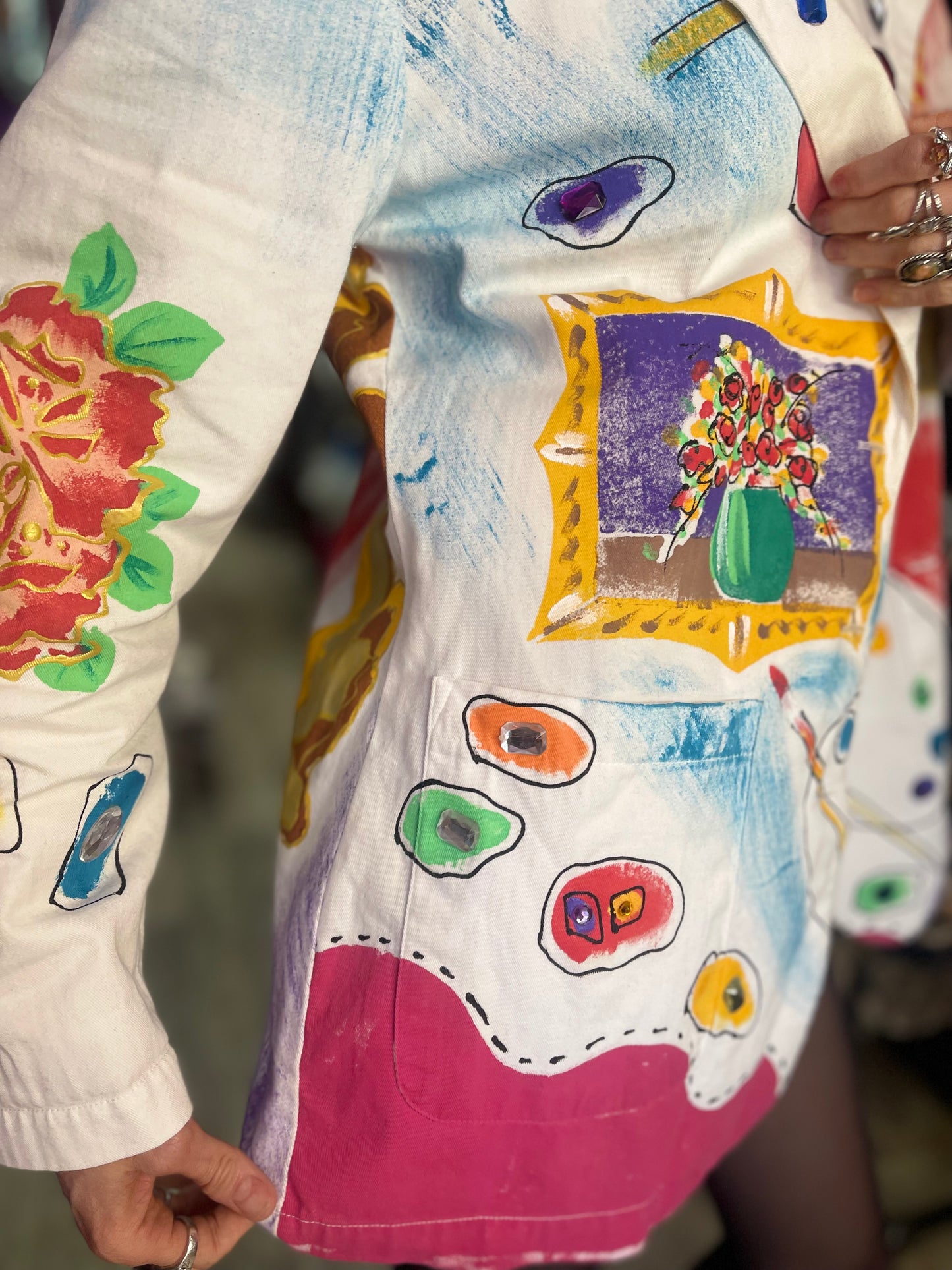 Vintage 90s Painted and Bedazzled Blazer - Spark Pretty