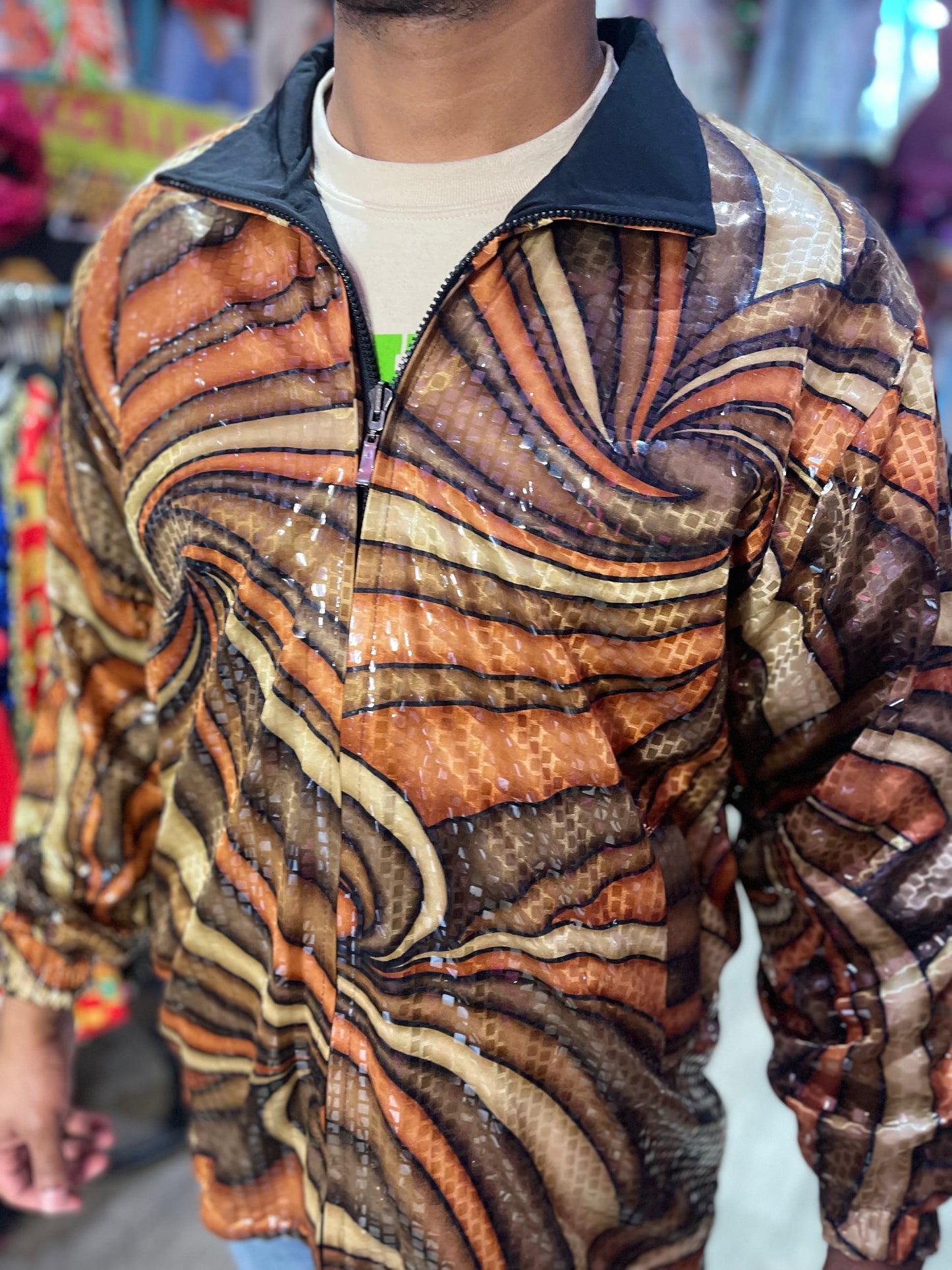 Vintage 90s Shiny Sequin Swirl Jacket