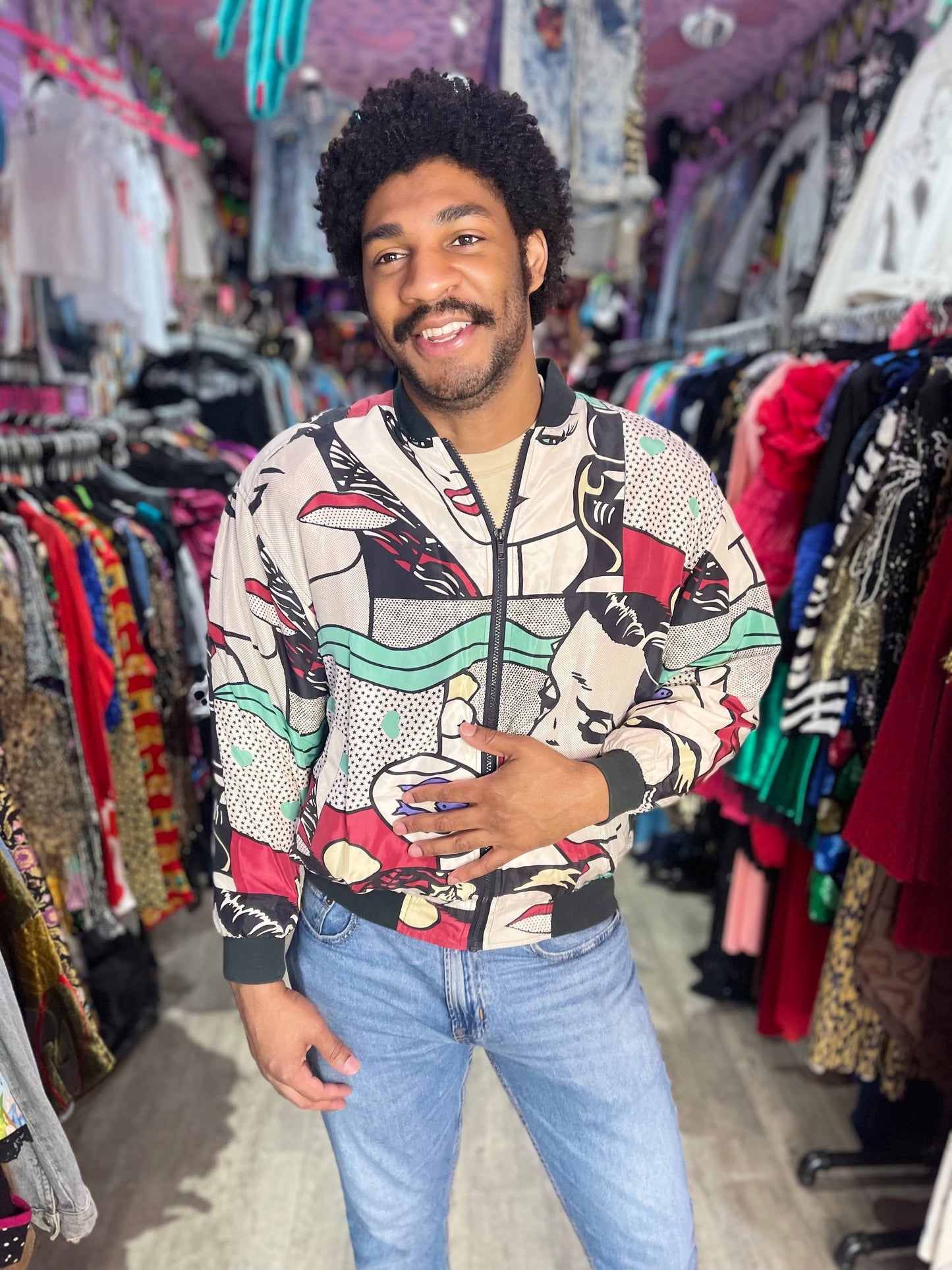 Vintage 90s Pop Art Silk Windbreaker