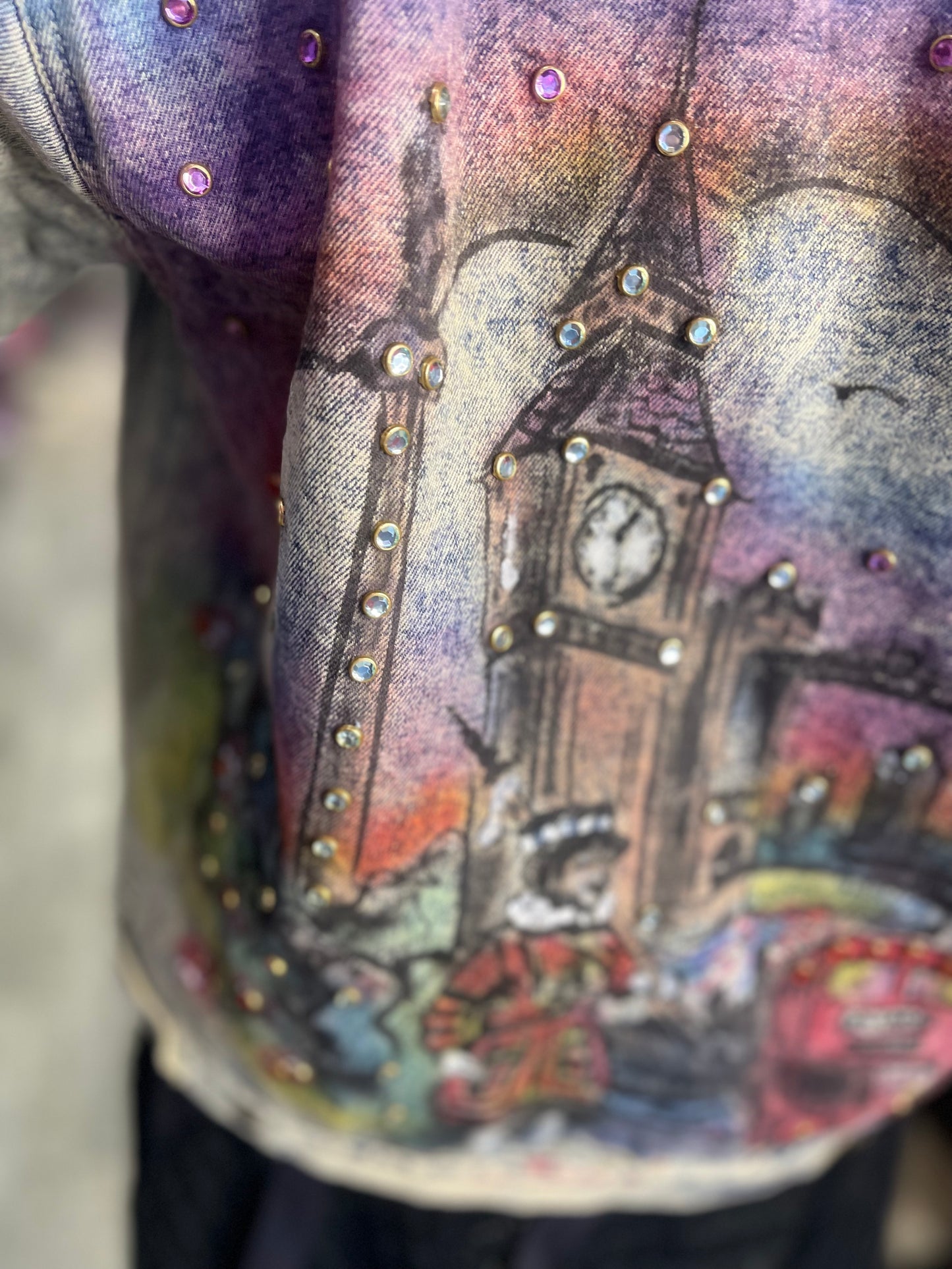 Vintage 80s Painted and Bedazzled London Jean Jacket - Spark Pretty