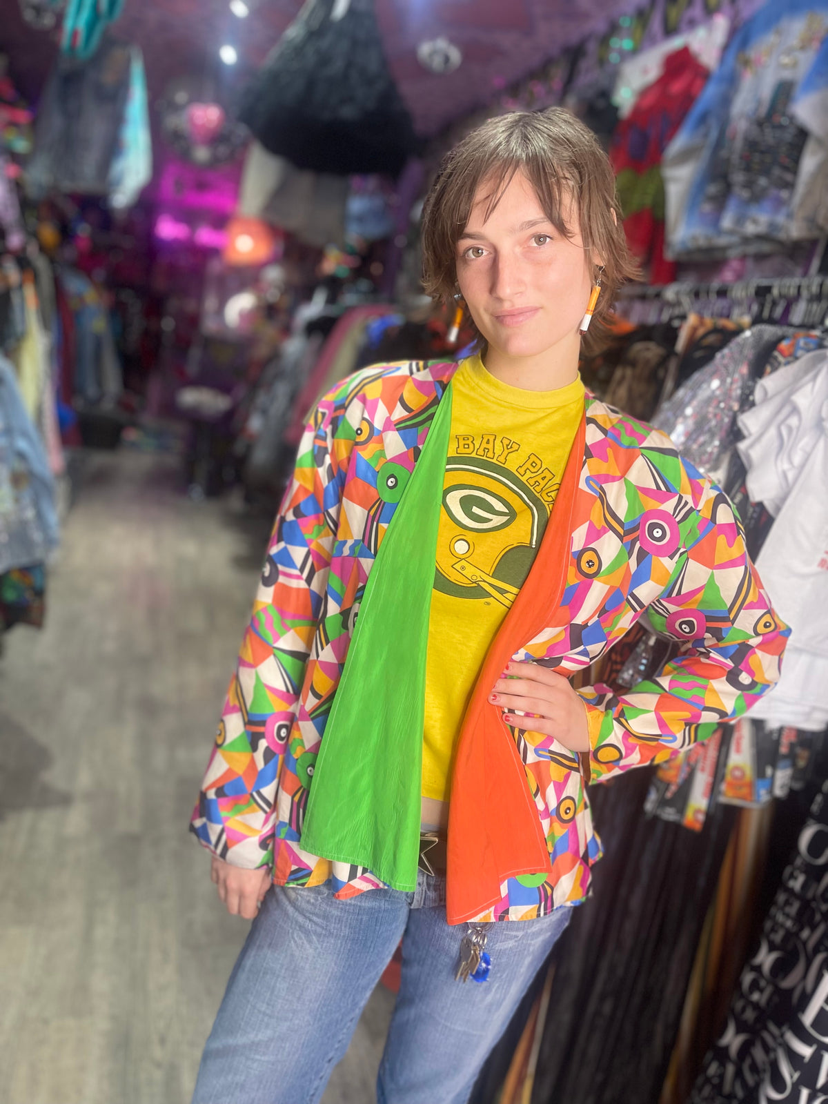 Vintage 80s Silk Geometric Kimono Jacket - Spark Pretty