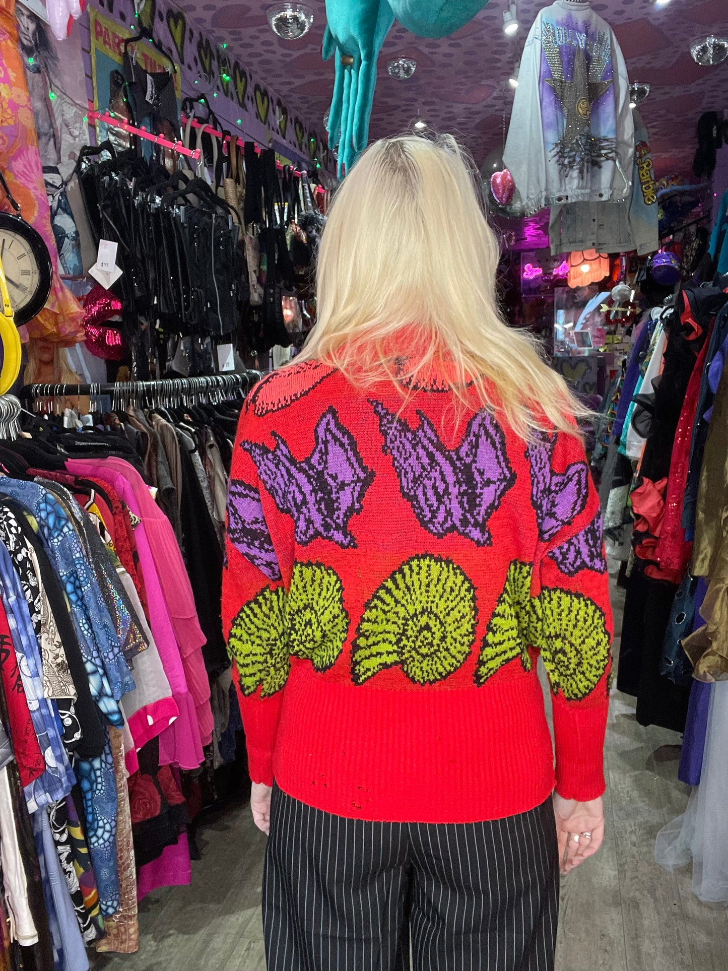 Vintage 80s Betsey Johnson Punk Label Seashell Sweater