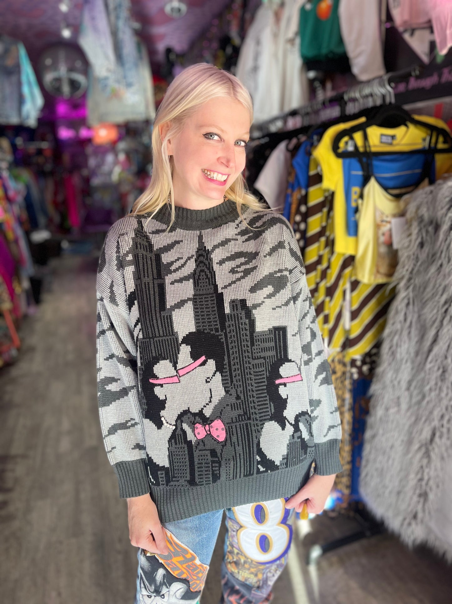 Vintage 80s New York New Wave Couple Sweater - Spark Pretty