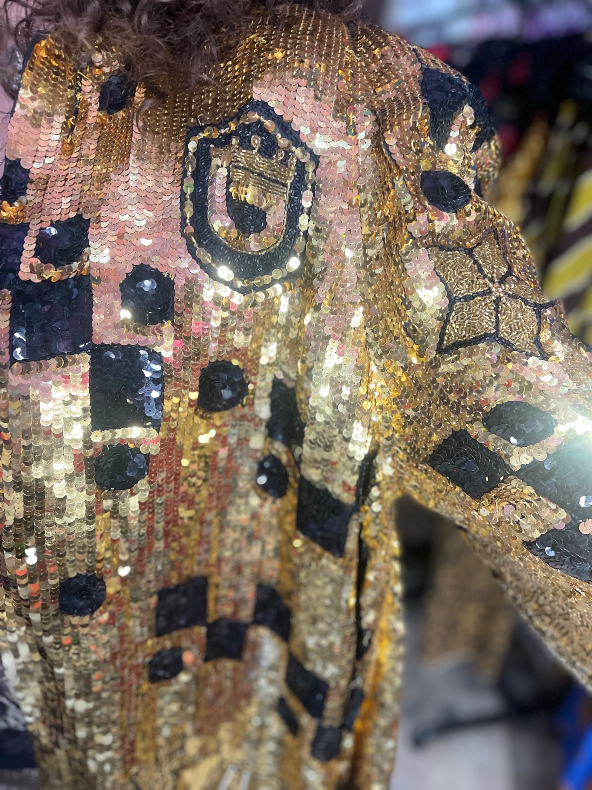 Vintage 80s Sequin Encrusted Gold Kimono Jacket Spark Pretty Vintage 80s Sequin Encrusted Gold Kimono Jacket Spark Pretty