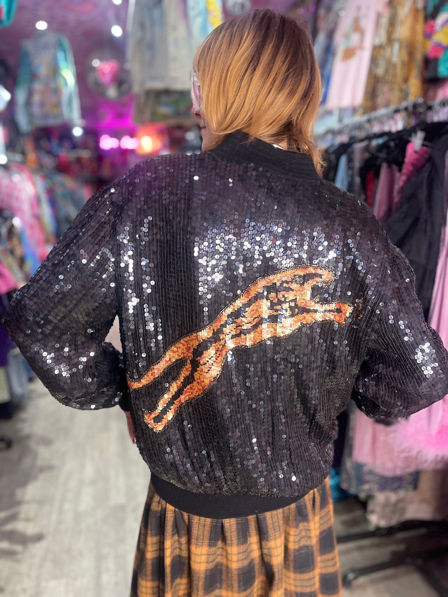 80s Sequin Jaguar Bomber Jacket - Spark Pretty