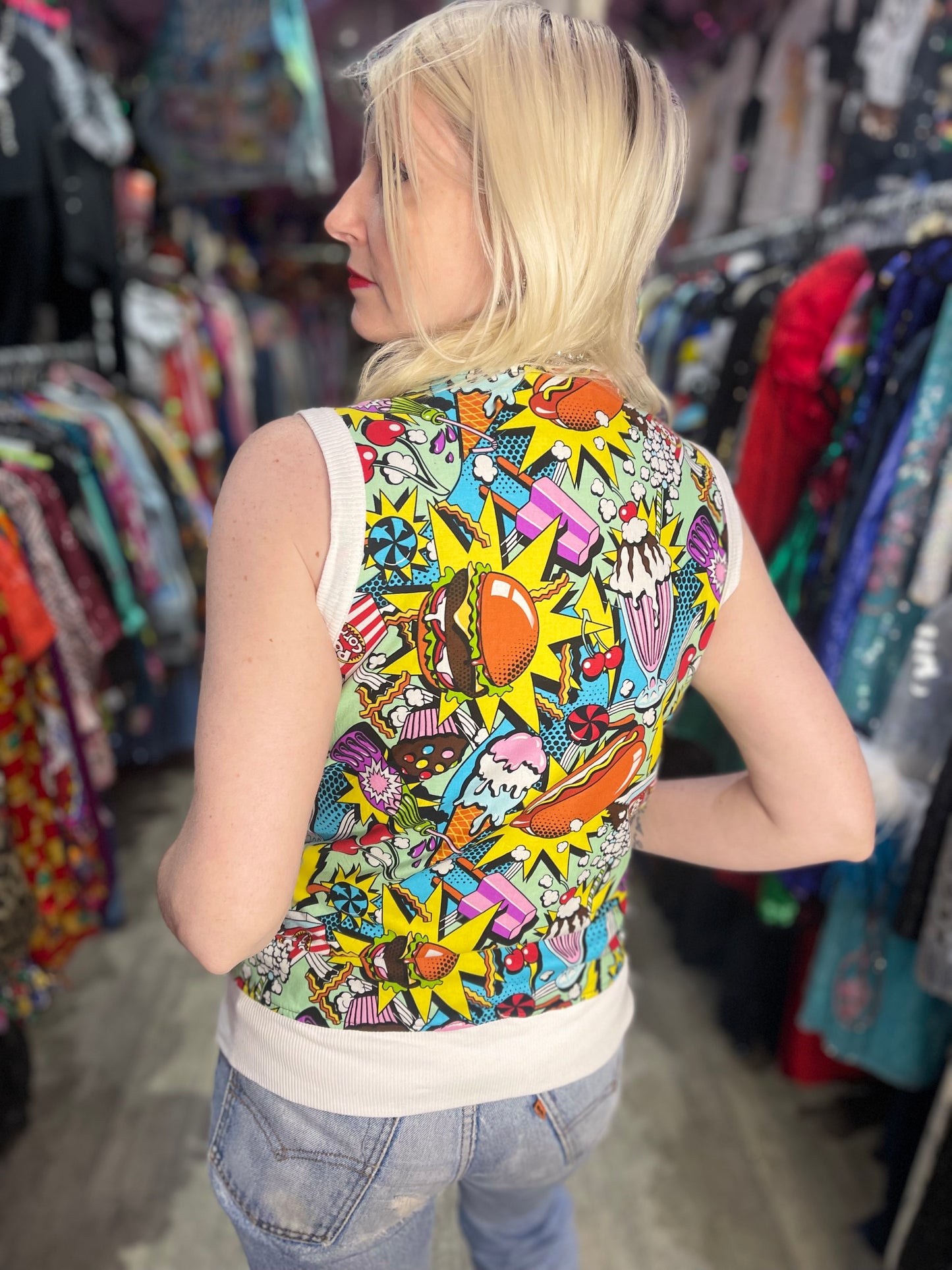 Vintage Y2K Pop Art Junk Food Vest