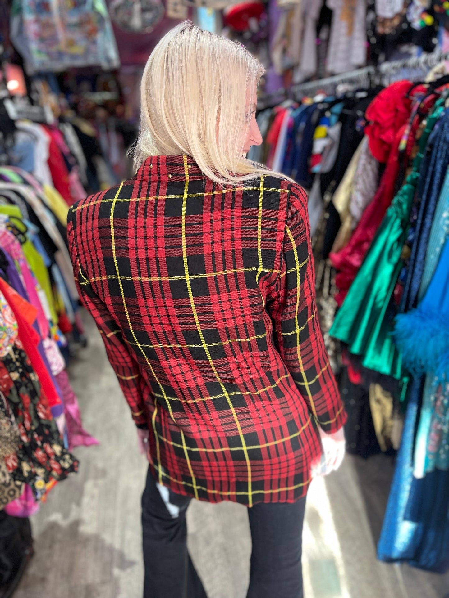 Vintage 90s Red Plaid Blazer