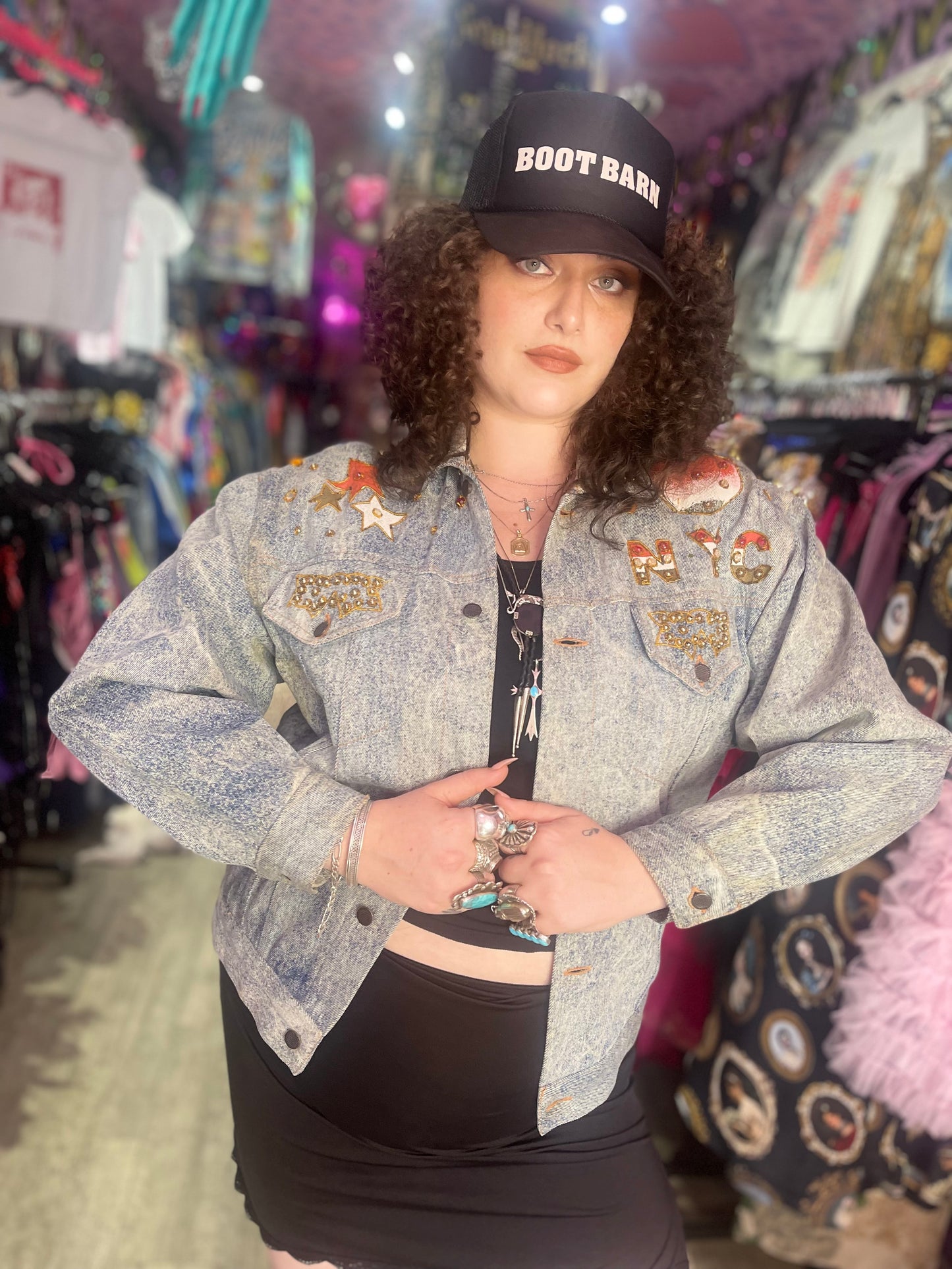 Vintage 80s Painted and Bedazzled New York Jean Jacket - Spark Pretty