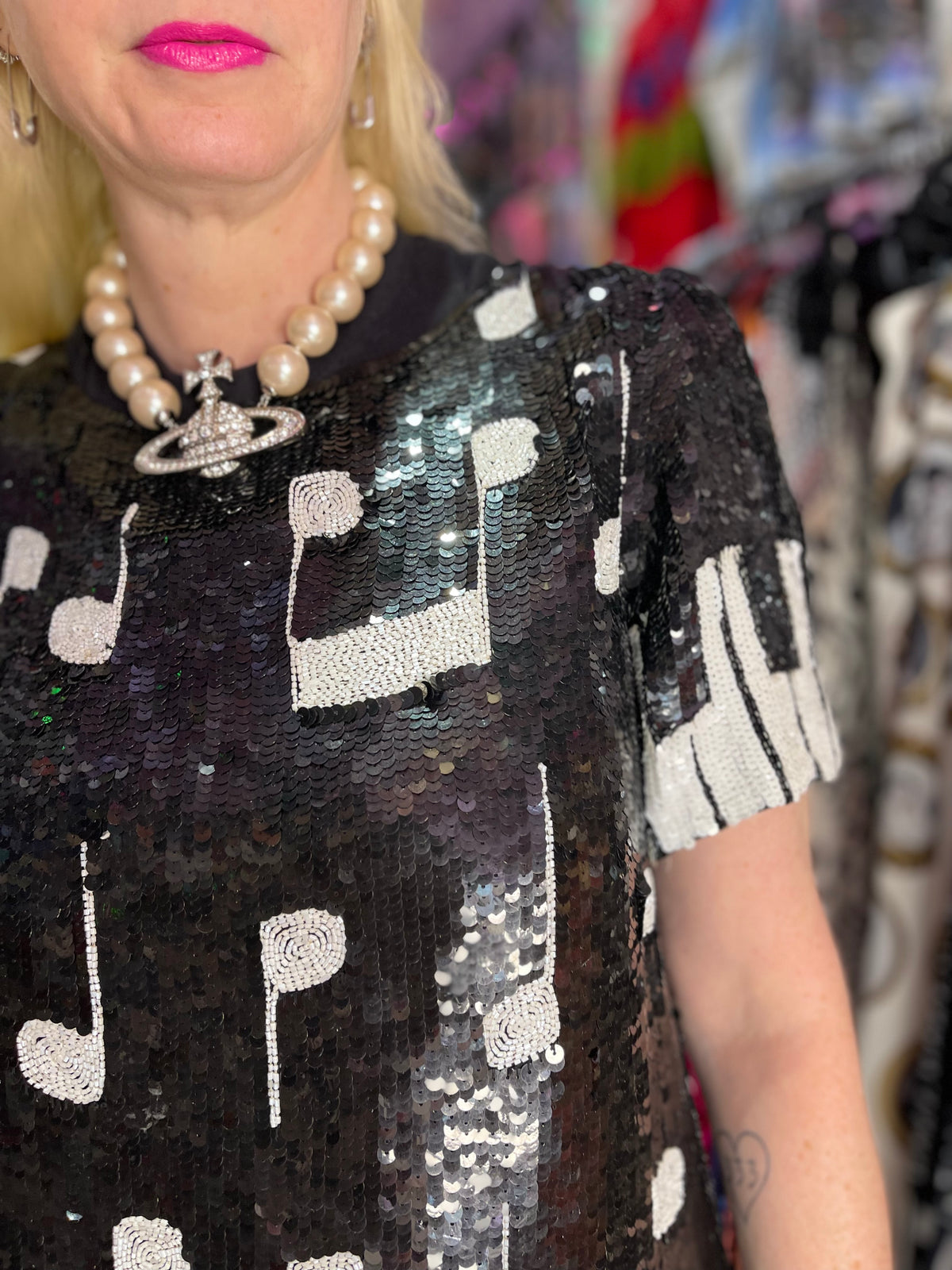 Vintage 80s Sequin Piano Key Sequin Top