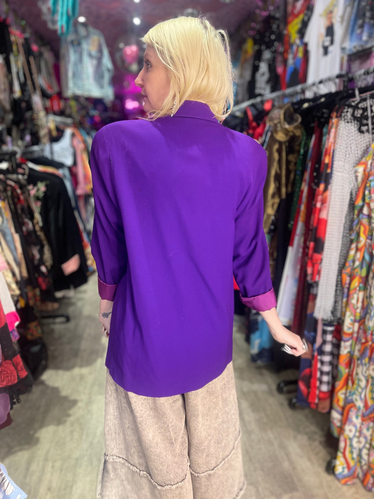 Vintage 90s Purple embroidered Blazer