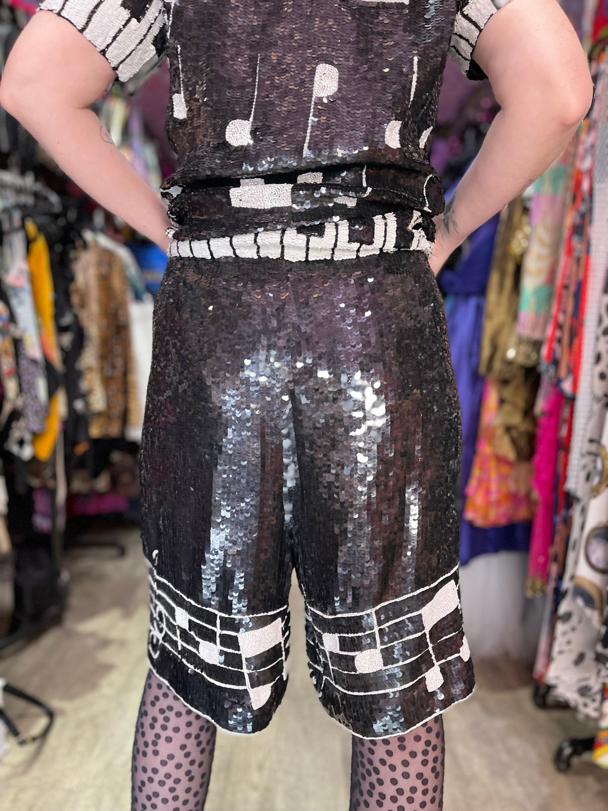 Vintage 80s Sequin Piano Key Sequin Shorts