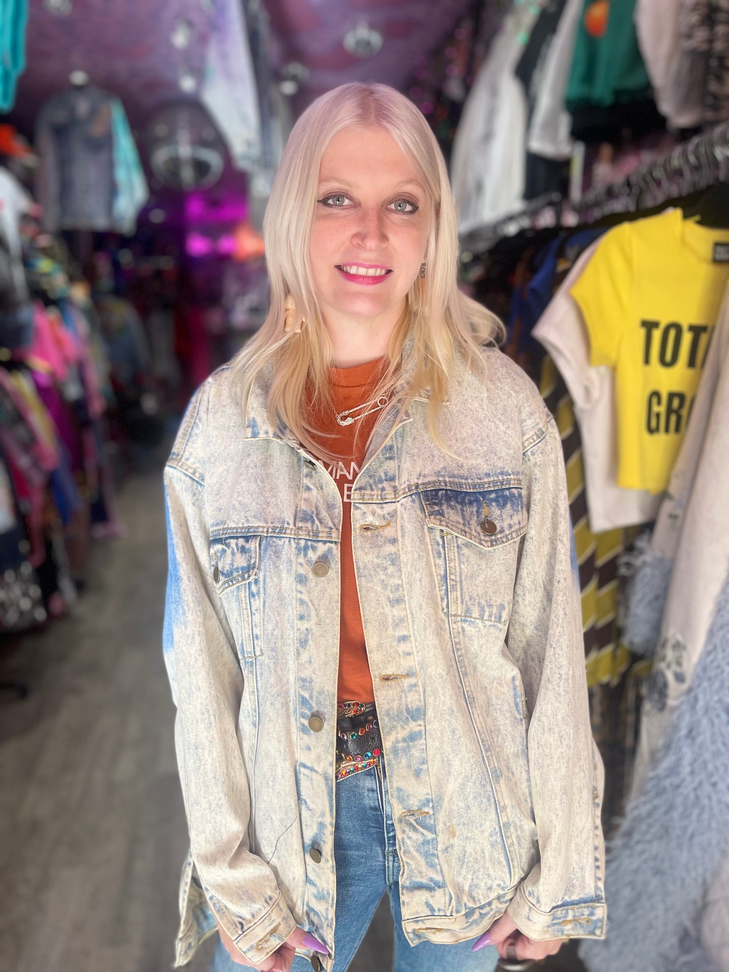 Vintage 80s Painted and Bedazzled New York Jean Jacket