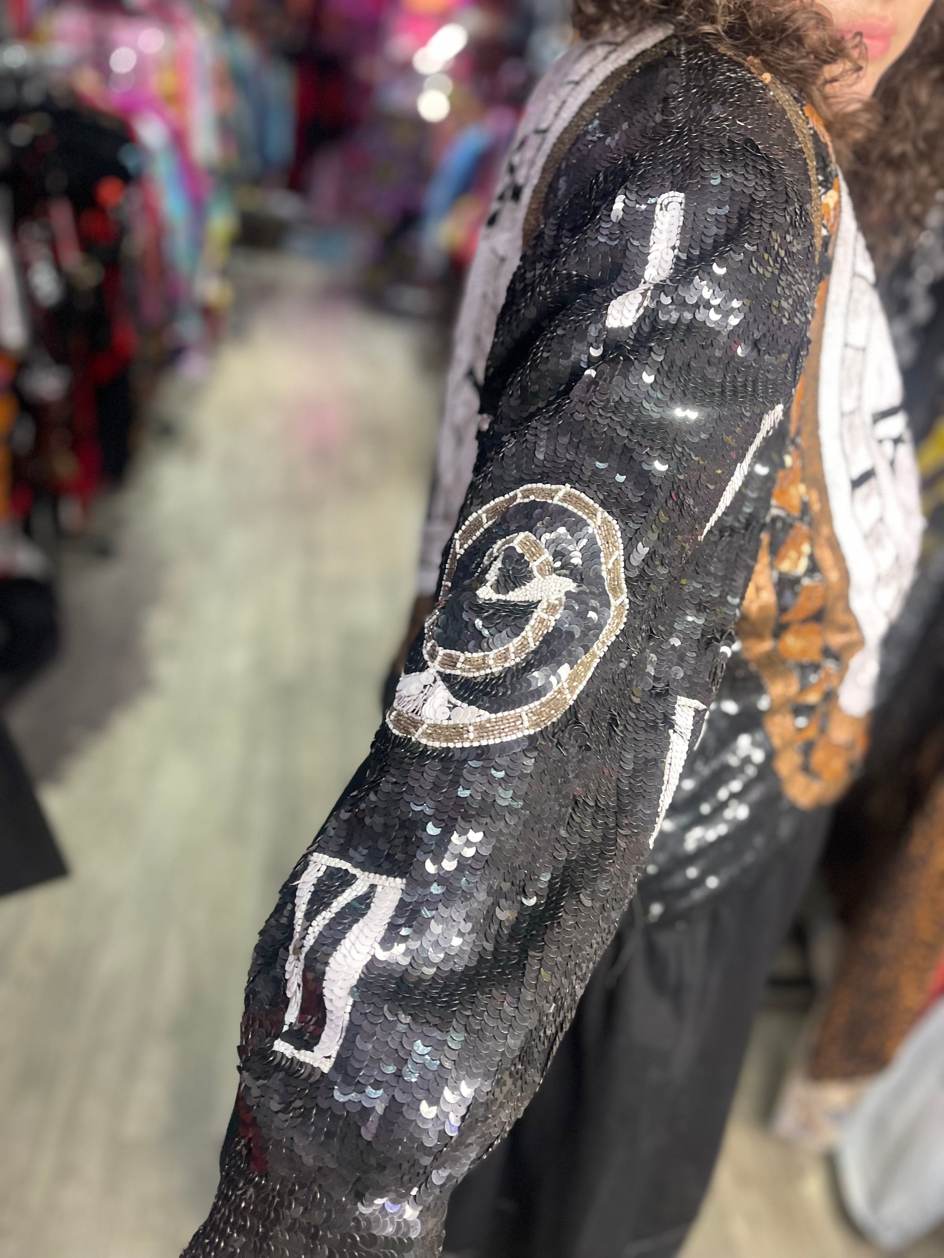 Vintage 90s Clock Sequin Encrusted Bomber Jacket - Spark Pretty