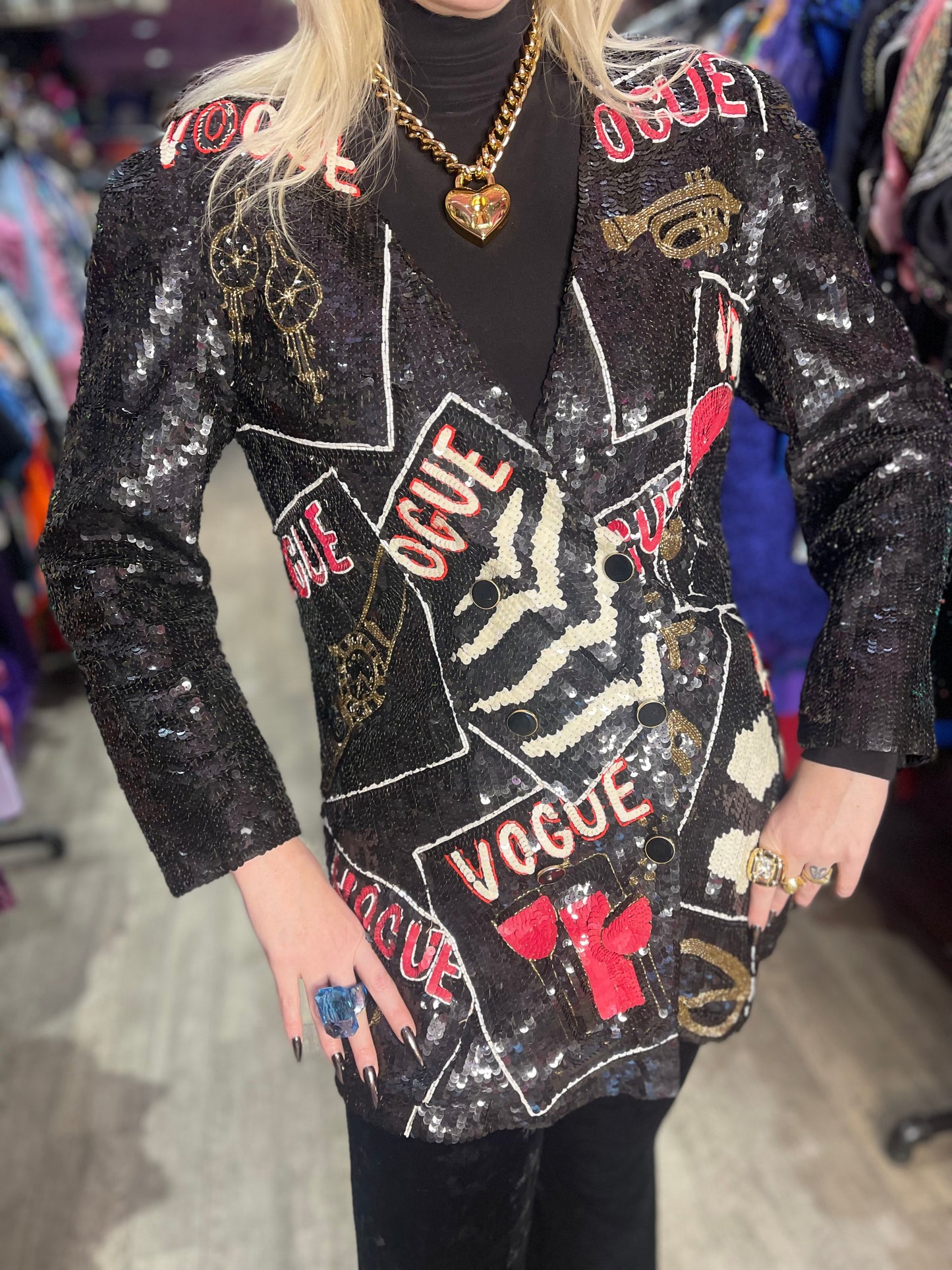 Vintage 90s Vogue Sequin Blazer
