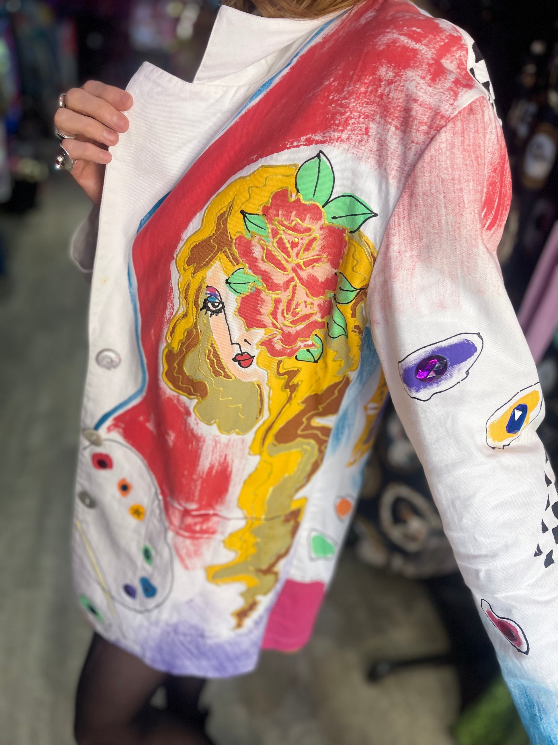 Vintage 90s Painted and Bedazzled Blazer - Spark Pretty