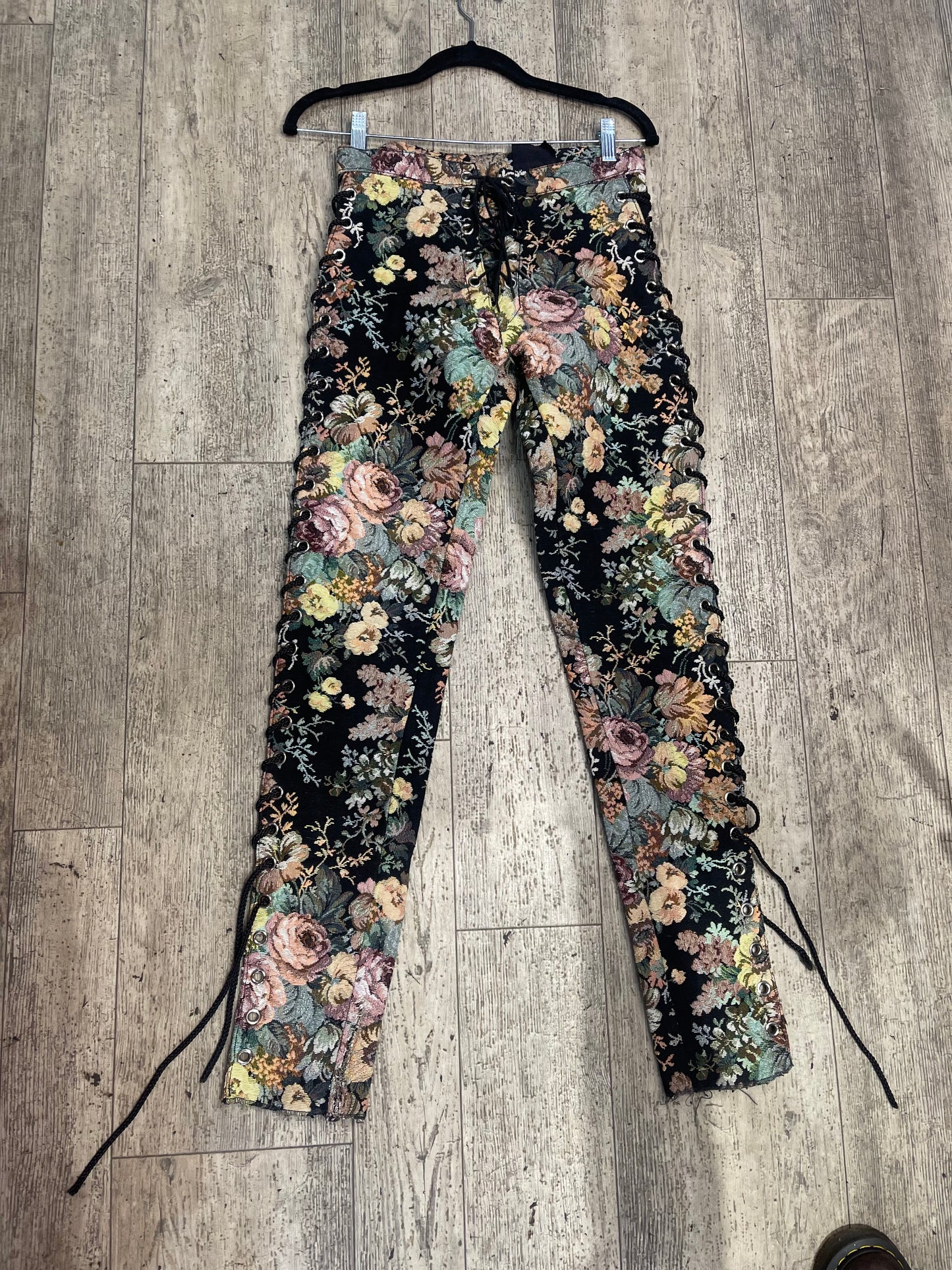 Vintage 90s RARE Lip Service Tapestry Lace Up Pants - Spark Pretty